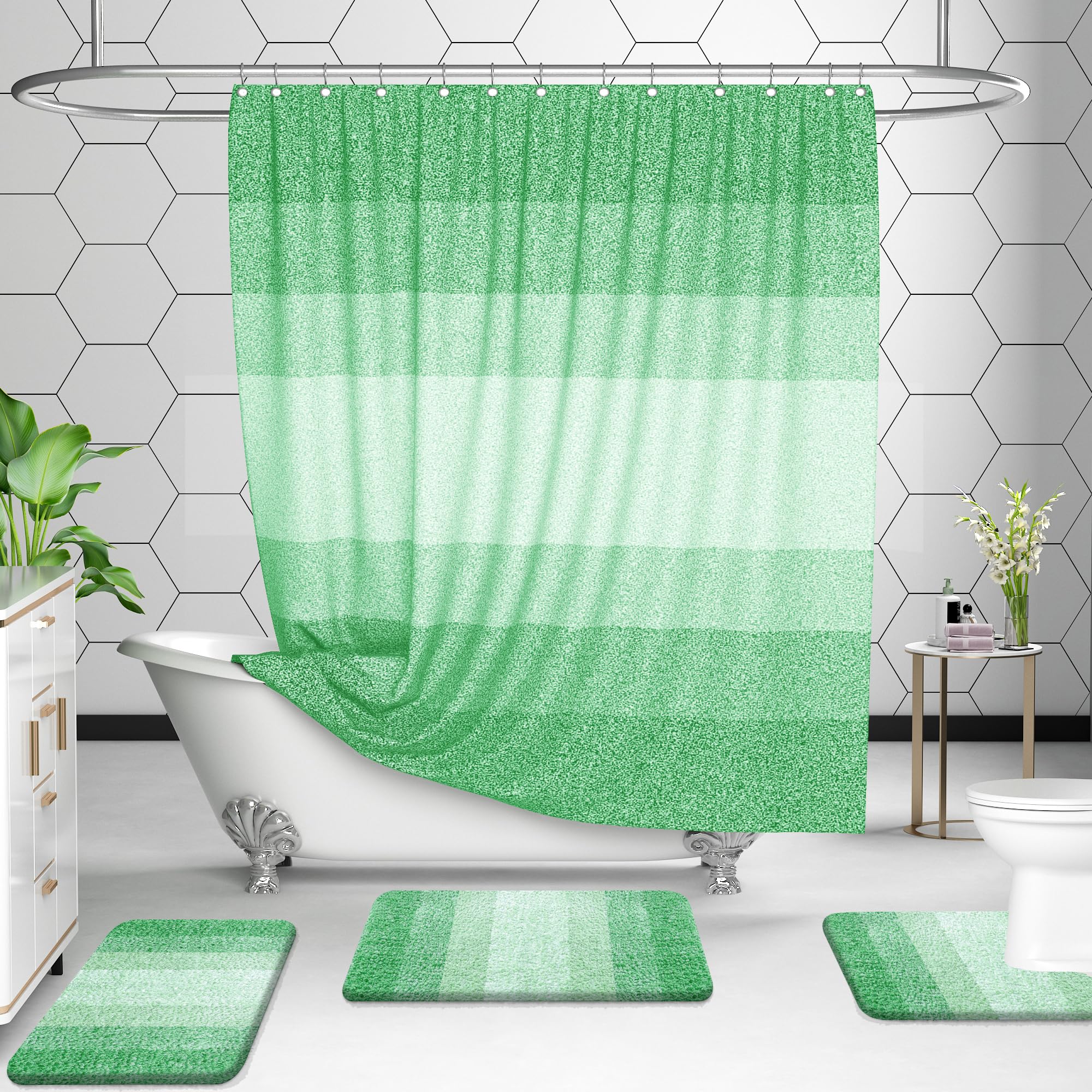 OLANLY Bathroom Rugs Sets 3 Piece, Soft Absorbent Microfiber Bath Mats and U-Shaped Contour Toilet Rug, Machine Wash Dry, Plush Shaggy Bath Mat Set for Bathroom (30"x20"+24"x16"+24"x20", Grey)