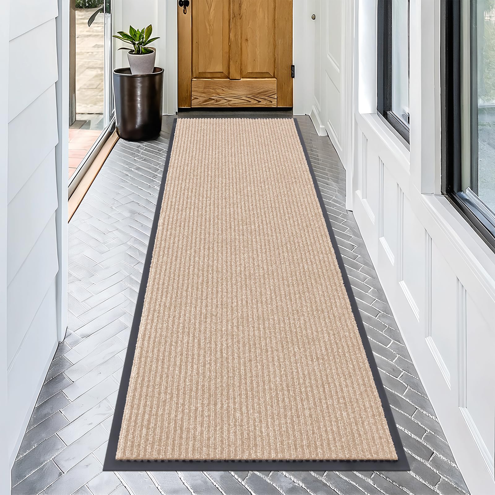OLANLY Front Door Mat Indoor Outdoor Entrance, Waterproof Heavy Duty Doormat, Fade Resistant, Low Profile, Easy Clean Patio Porch Welcome Floor Mats for Entry, 29.5x17, Grey