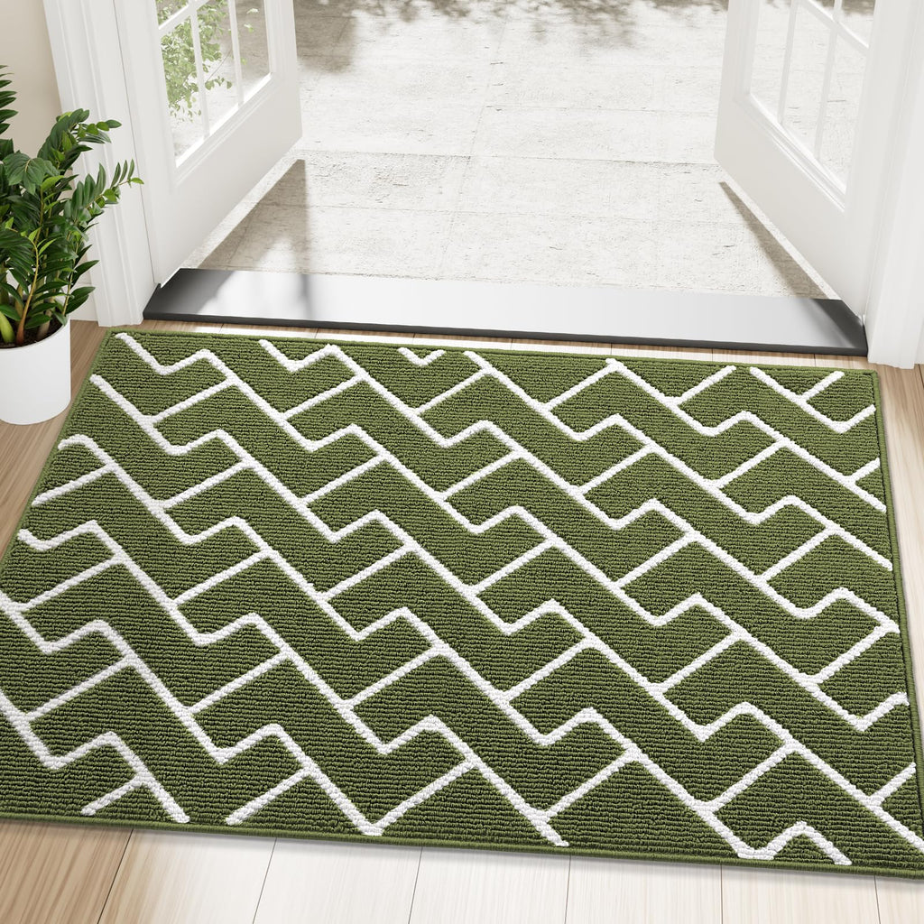 OLANLY Front Door Mat, Non-Slip Rubber Backing, Dirt Resistant and Absorbent, Washable, Easy to Clean Low-Profile Indoor Doormat for Back Door, Entryway, Inside Entrance, 32x20, Grey