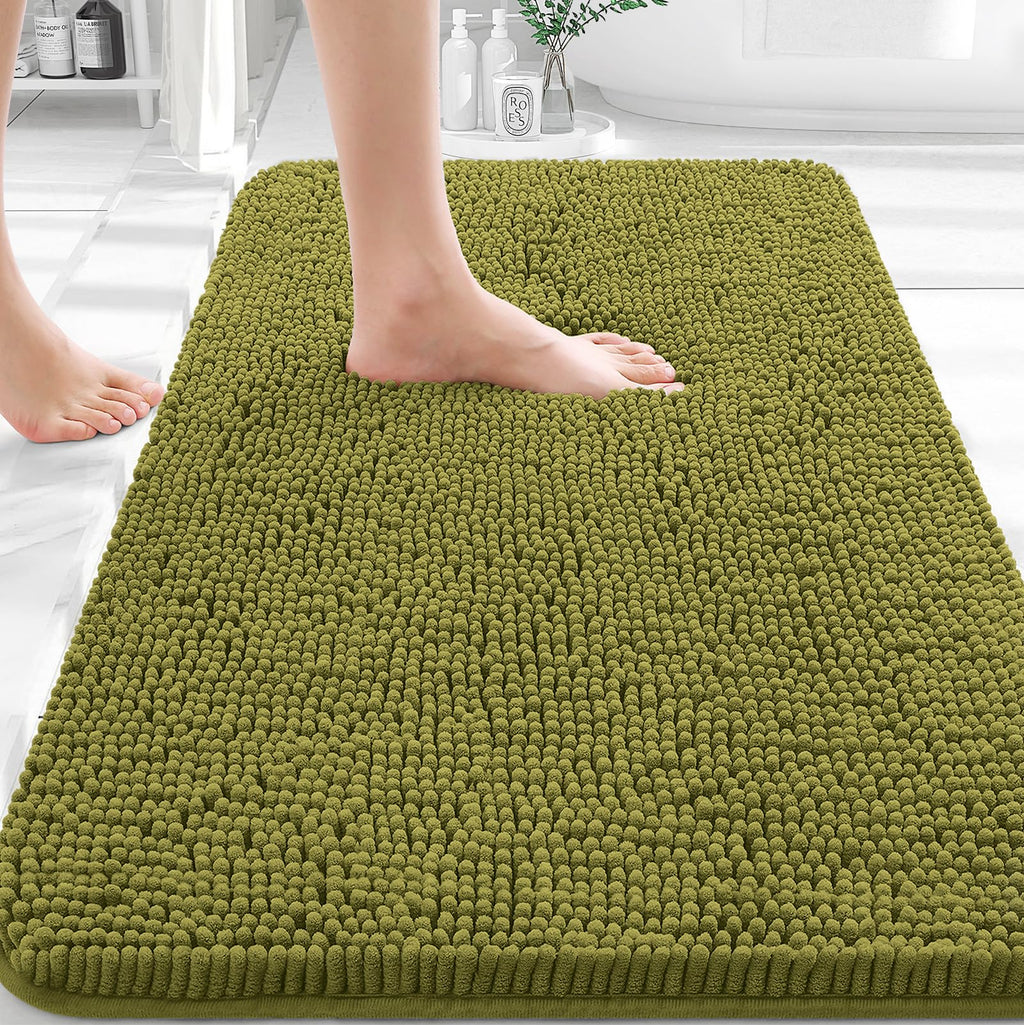 OLANLY Bathroom Rugs 30x20, Extra Soft Absorbent Chenille Bath Rugs, Rubber Backing Quick Dry, Machine Washable Bath Mats for Bathroom Floor, Tub and Shower, Home Decor Accessories, Grey