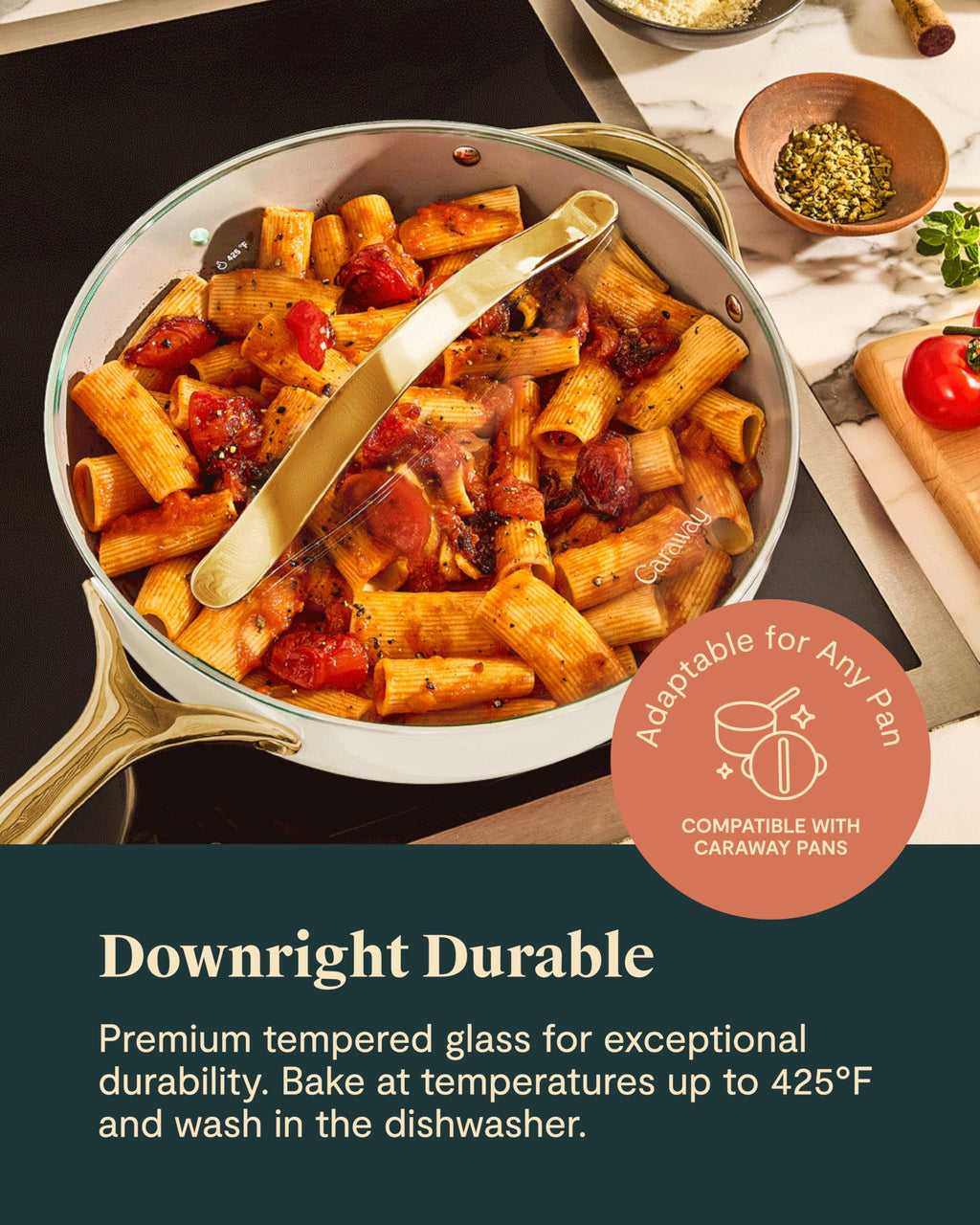 Caraway 10.5" Glass Lid for Pots and Pans - Made With Tempered Glass - Sized to Fit Caraway Ceramic-Coated & Stainless Steel Cookware