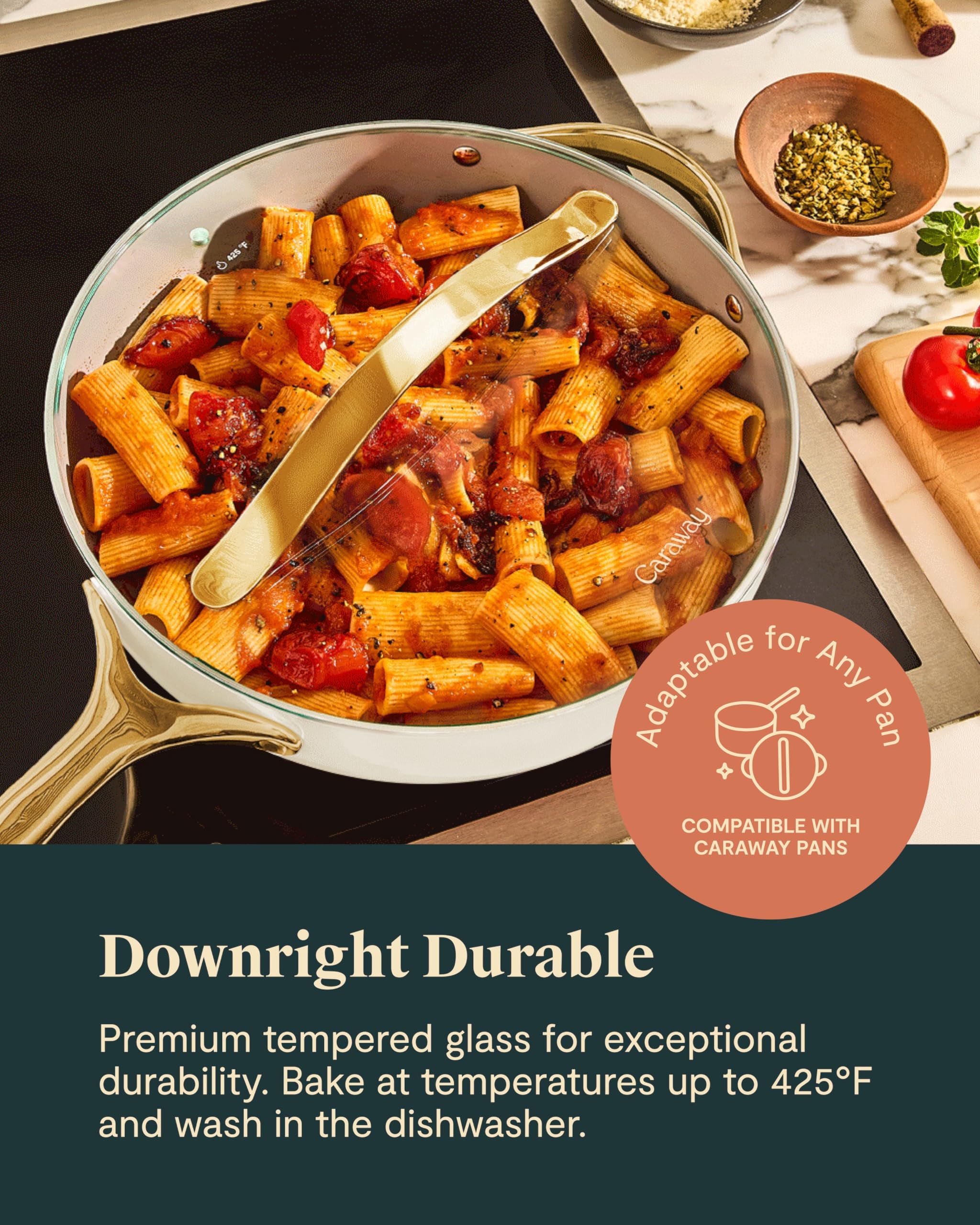 Caraway 10.5" Glass Lid for Pots and Pans - Made With Tempered Glass - Sized to Fit Caraway Ceramic-Coated & Stainless Steel Cookware