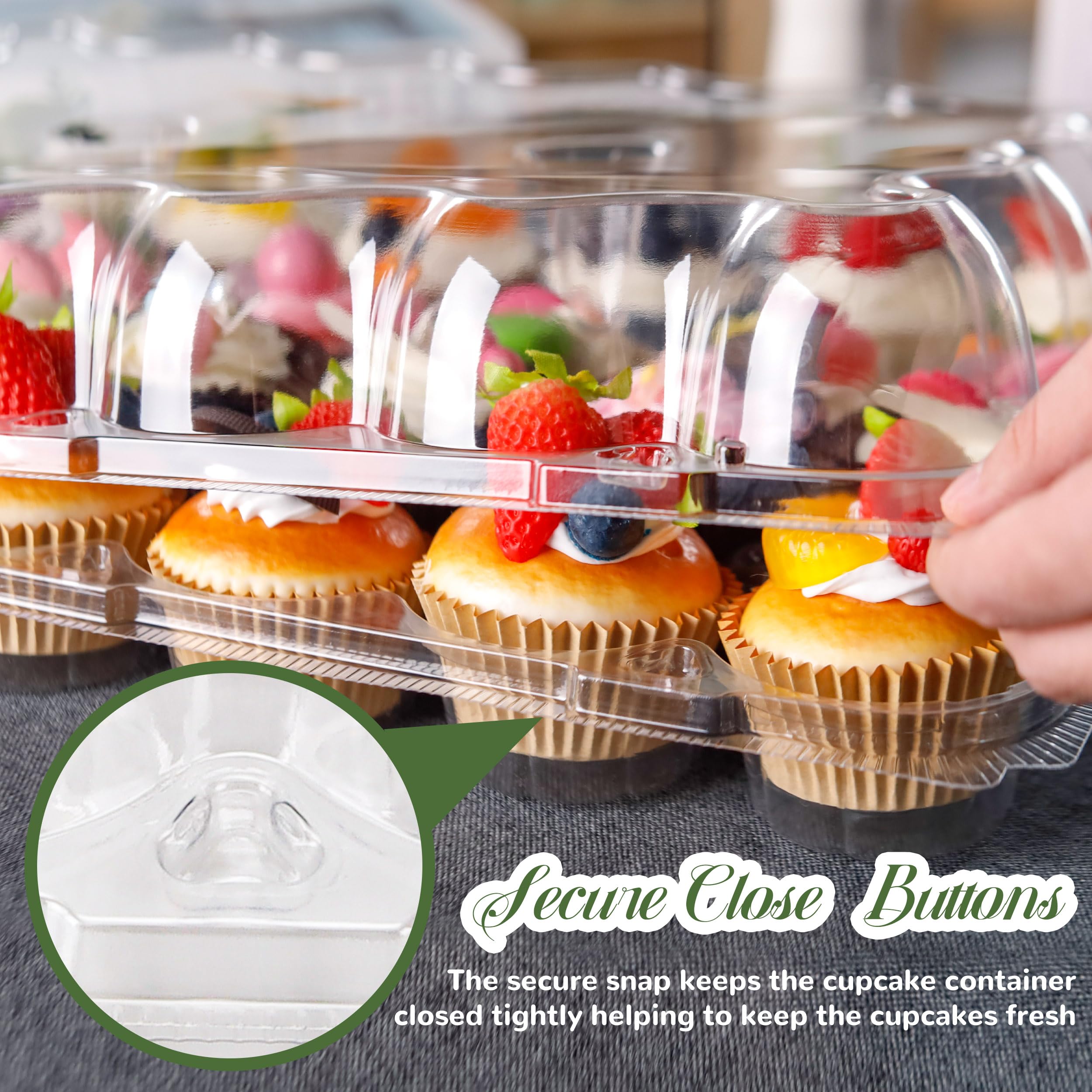 24 Count Cupcake Containers 10 Pack Cupcake Holders Plastic Stackable Cupcake Boxes with Detachable Tall Dome Lids and 240 Liners for 240 Cupcakes, BPA Free, Standard Size