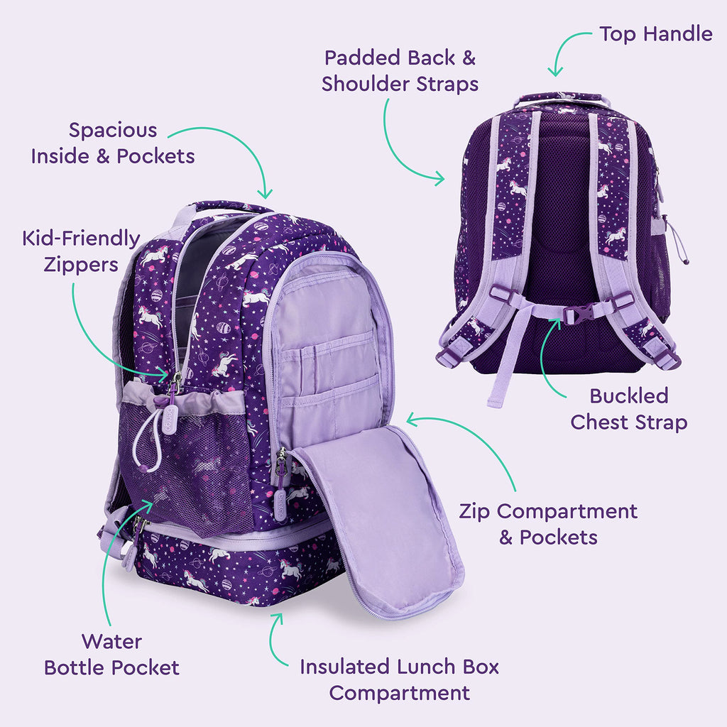 Bentgo Kids 2-in-1 Backpack & Insulated Lunch Bag - Durable 16” Backpack & Lunch Container in Unique Prints for School & Travel - Water Resistant, Padded & Large Compartments (Dinosaur)
