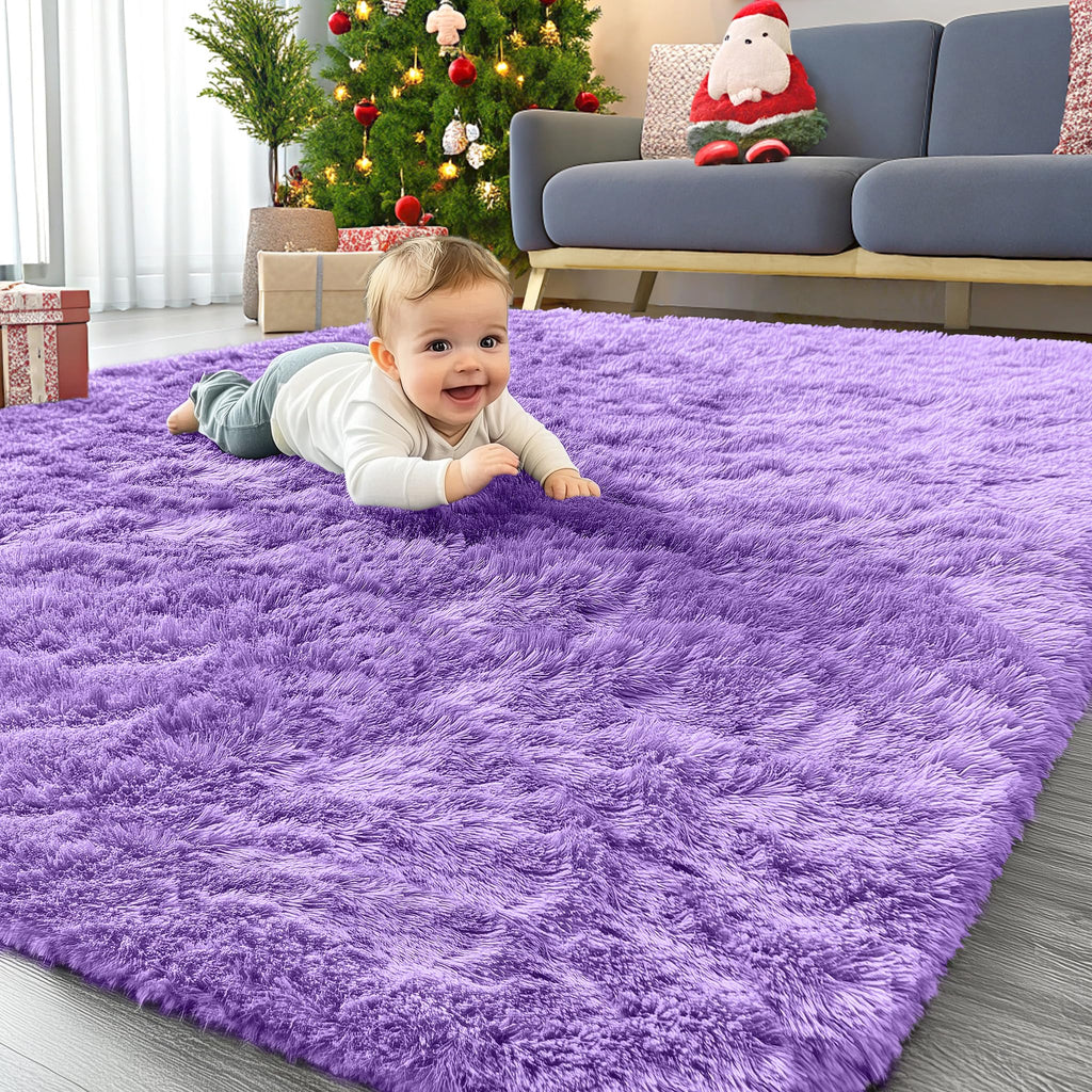OLANLY Area Rugs for Living Room Bedroom, Machine Washable 4x5.9 ft Soft Fluffy Shaggy Bedside Rug, Indoor Floor Carpet for Kids Girls and Boys, Dorms, Nursery Rooms, Home Decor Aesthetic, Grey