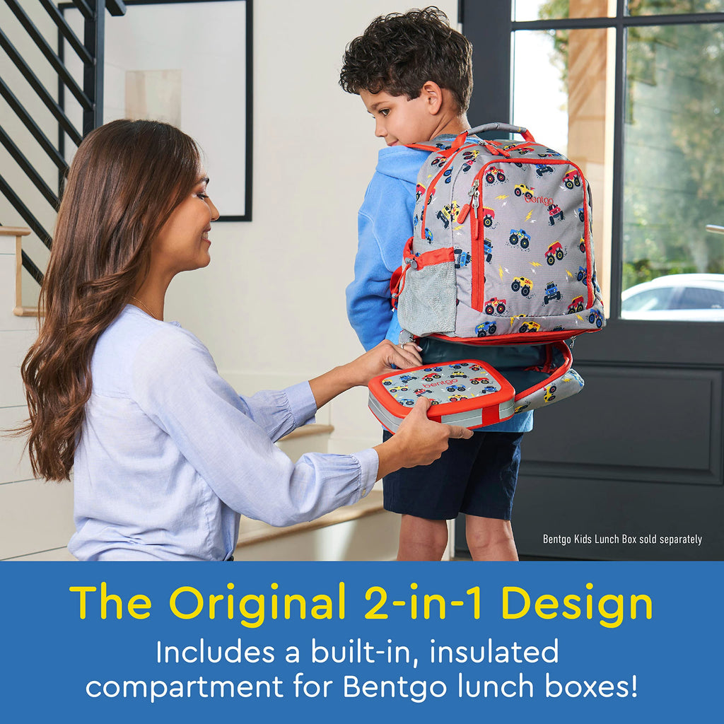 Bentgo Kids 2-in-1 Backpack & Insulated Lunch Bag - Durable 16” Backpack & Lunch Container in Unique Prints for School & Travel - Water Resistant, Padded & Large Compartments (Dinosaur)