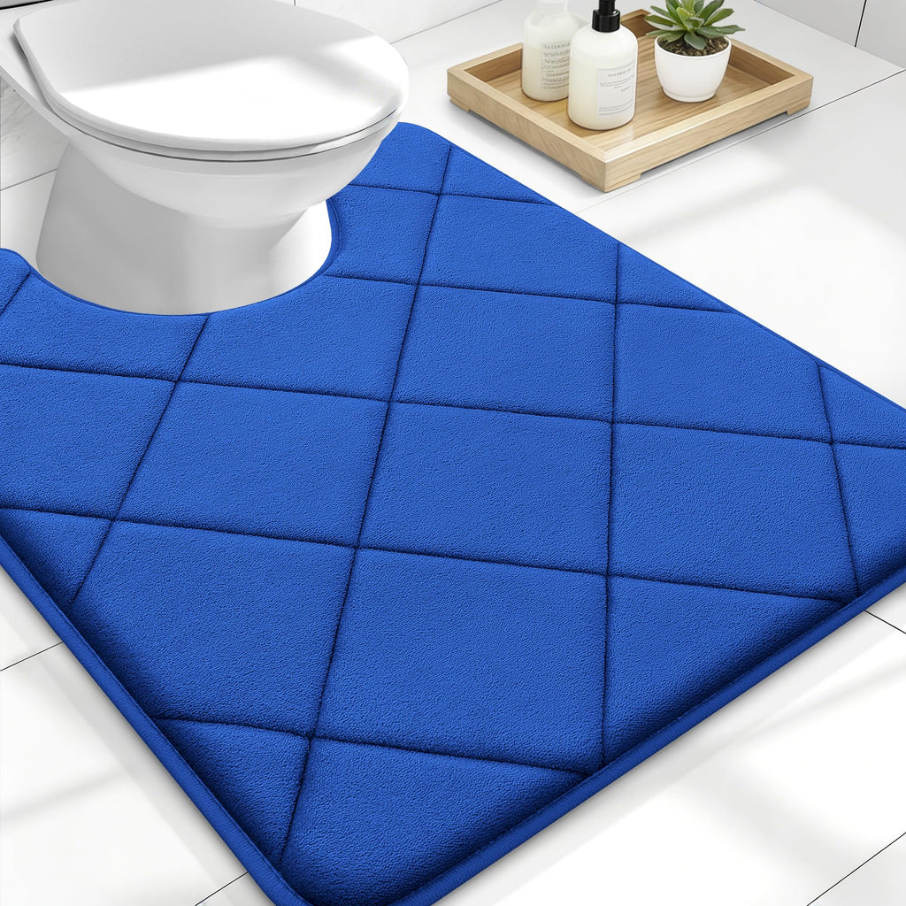 OLANLY Memory Foam Bath Mat 30x20, Ultra Soft and Absorbent Bathroom Rugs, Machine Washable, Comfortable Bath Carpet for Bathroom Floor, Tub and Shower, Black