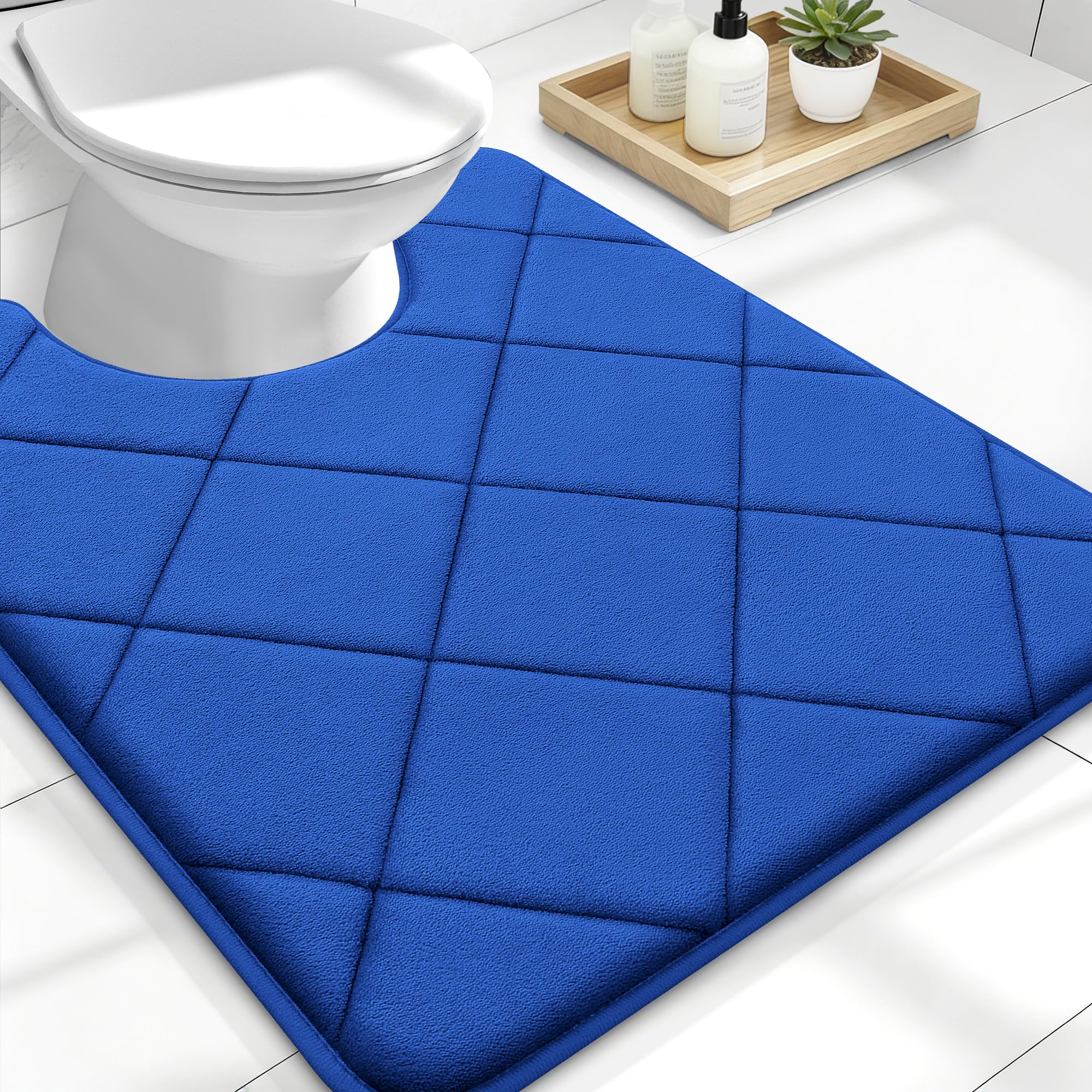 OLANLY Memory Foam Bath Mat 30x20, Ultra Soft and Absorbent Bathroom Rugs, Machine Washable, Comfortable Bath Carpet for Bathroom Floor, Tub and Shower, Black