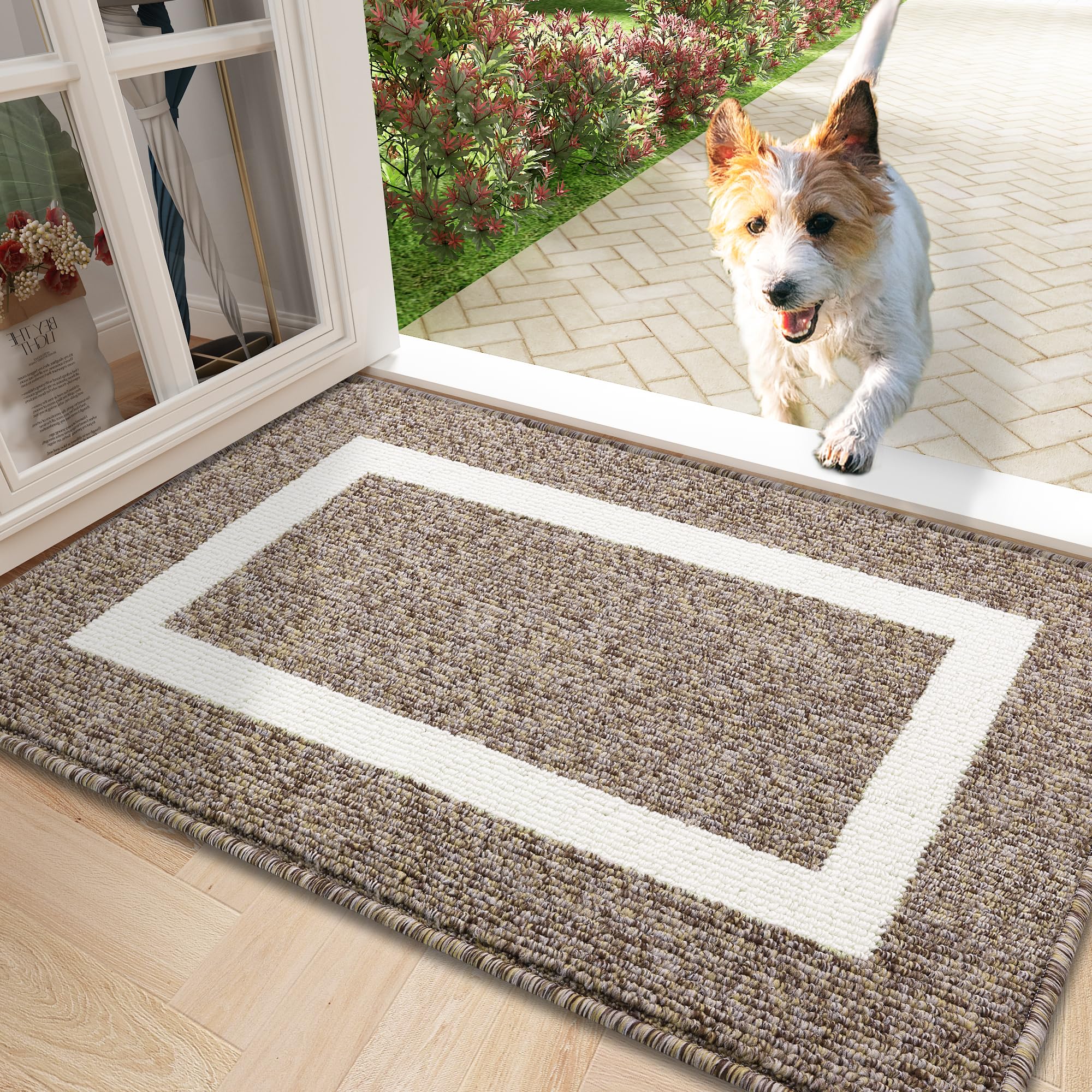 OLANLY Indoor Door Mat, 32x20, Non-Slip Absorbent Resist Dirt Entrance Mat, Washable Low-Profile Inside Entry Doormats for Entryway, Grey