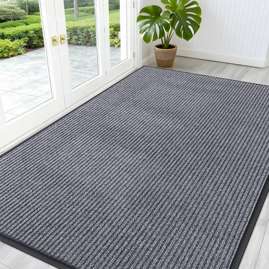 OLANLY Front Door Mat Indoor Outdoor Entrance, Waterproof Heavy Duty Doormat, Fade Resistant, Low Profile, Easy Clean Patio Porch Welcome Floor Mats for Entry, 29.5x17, Grey