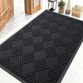 OLANLY Front Door Mat Outside Entrance 29.5x17, Absorbent, Heavy Duty Sturdy Natural Rubber Doormat Indoor Outdoor, Stain and Fade Resistant, Non-Slip Low Profile Floor Mat for Entryway, Grey Diamond