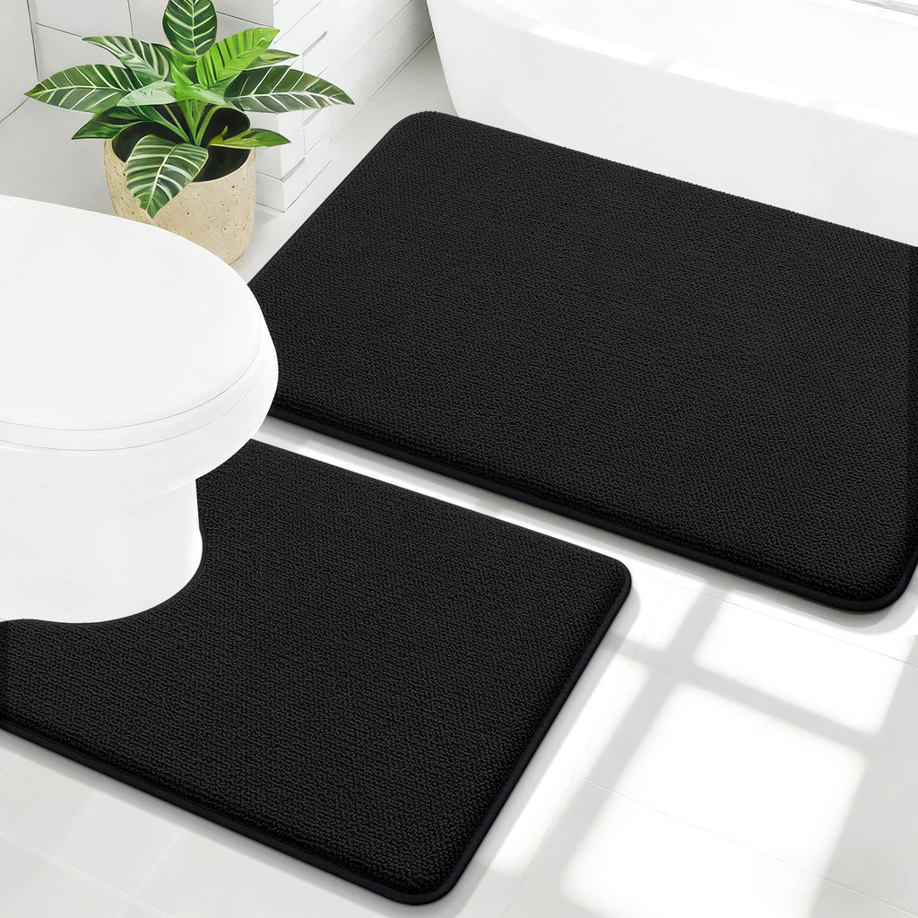 OLANLY Bathroom Rugs Sets 2 Piece, Soft Absorbent Memory Foam Bath Rug Set, Non-Slip, Quick Dry, Machine Washable Bath Mats for Bathroom, Home Decor Accessories (30"x20"+24"x16", Grey)