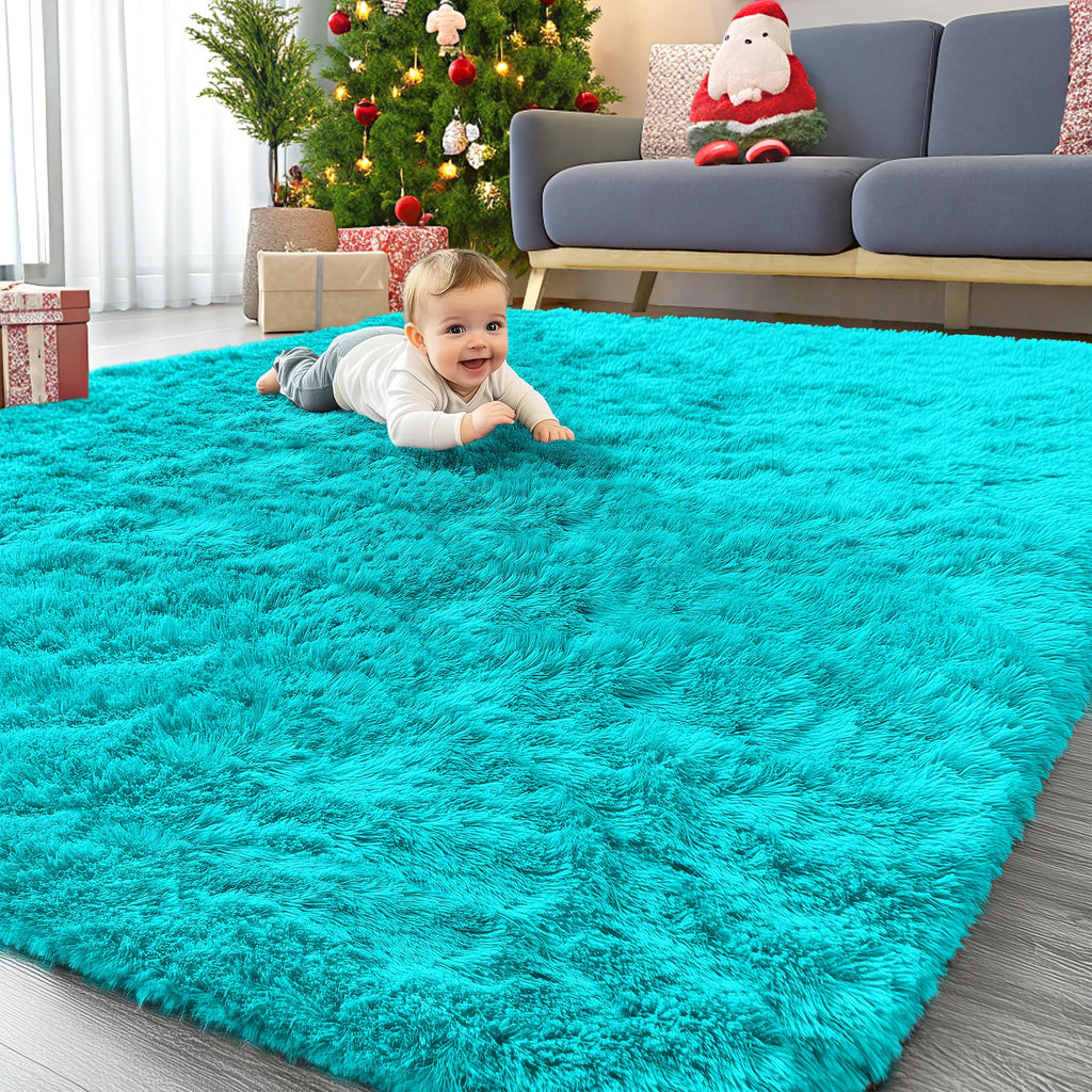 OLANLY Area Rugs for Living Room Bedroom, Machine Washable 4x5.9 ft Soft Fluffy Shaggy Bedside Rug, Indoor Floor Carpet for Kids Girls and Boys, Dorms, Nursery Rooms, Home Decor Aesthetic, Grey