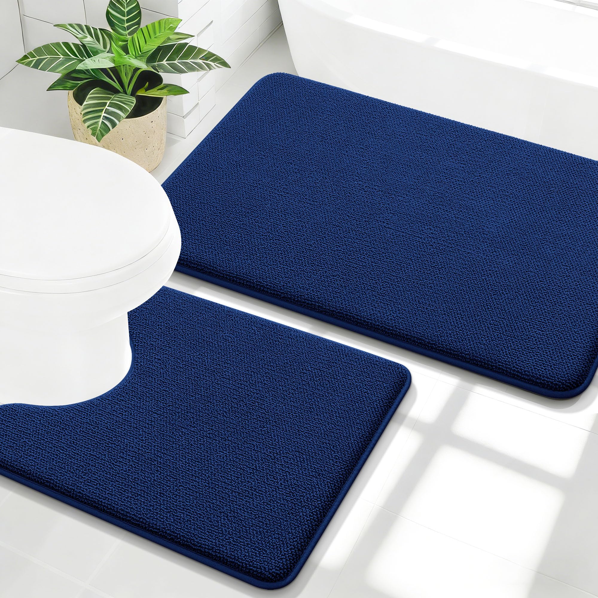 OLANLY Bathroom Rugs Sets 2 Piece, Soft Absorbent Memory Foam Bath Rug Set, Non-Slip, Quick Dry, Machine Washable Bath Mats for Bathroom, Home Decor Accessories (30"x20"+24"x16", Grey)