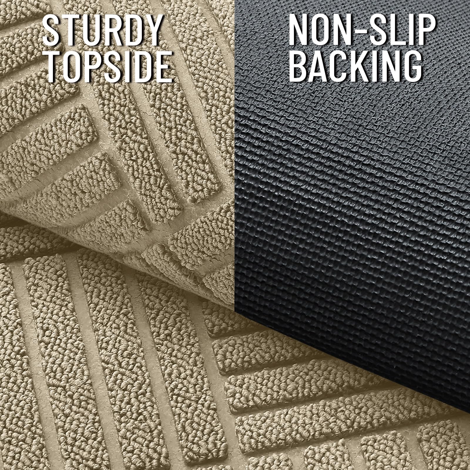 OLANLY Front Door Mat Outside Entrance 29.5x17, Absorbent, Heavy Duty Sturdy Natural Rubber Doormat Indoor Outdoor, Stain and Fade Resistant, Non-Slip Low Profile Floor Mat for Entryway, Grey Diamond