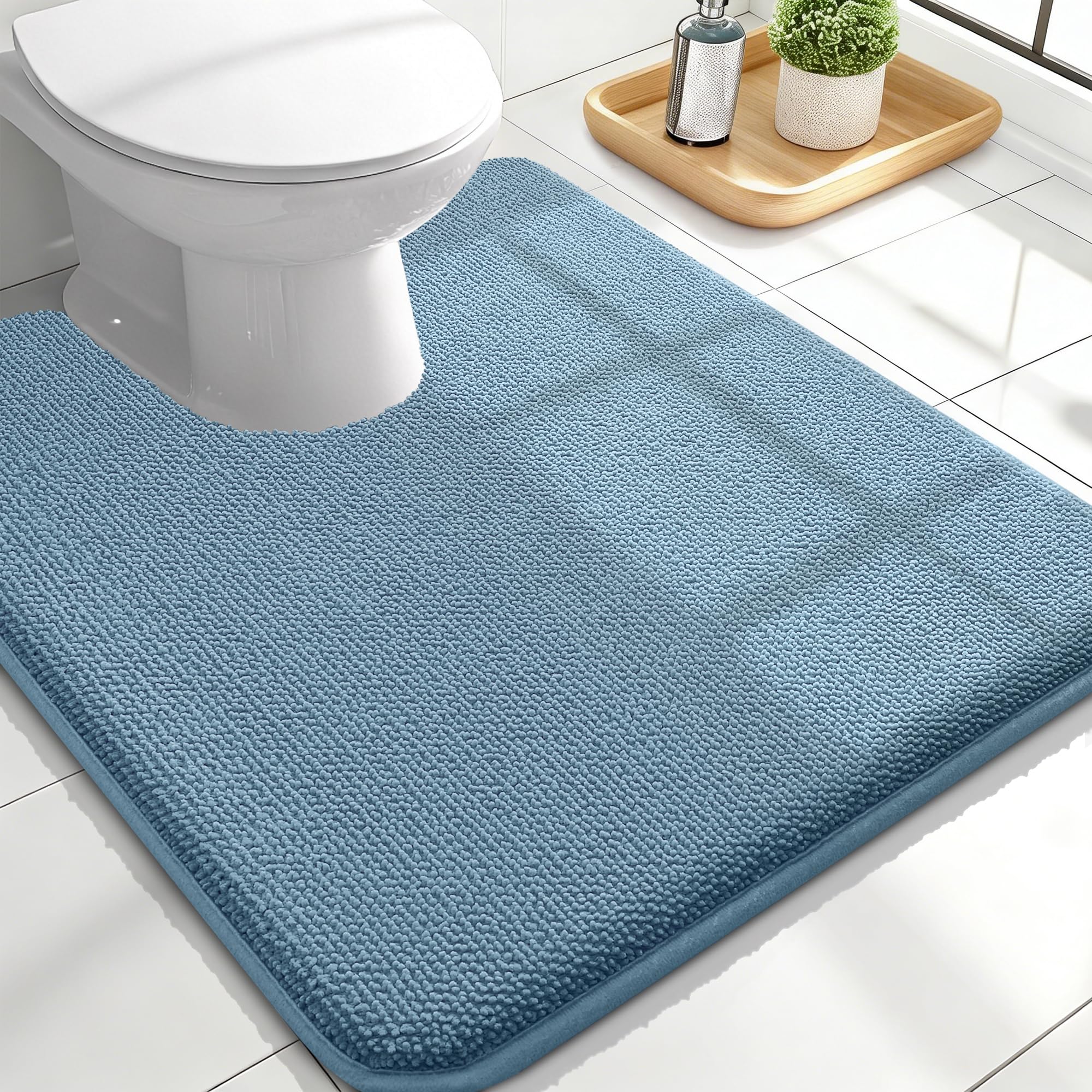 OLANLY Thick Memory Foam Bath Mat Rug 30x20, Extra Soft Absorbent Bathroom Rugs, Quick Dry Bath Mats, Non-Slip, Machine Washable Carpet for Bathroom, Tub and Shower, Home Decor Accessories, Grey
