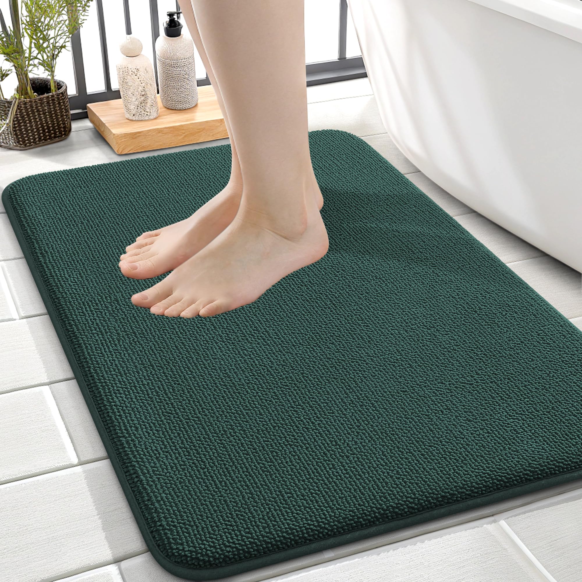 OLANLY Thick Memory Foam Bath Mat Rug 30x20, Extra Soft Absorbent Bathroom Rugs, Quick Dry Bath Mats, Non-Slip, Machine Washable Carpet for Bathroom, Tub and Shower, Home Decor Accessories, Grey