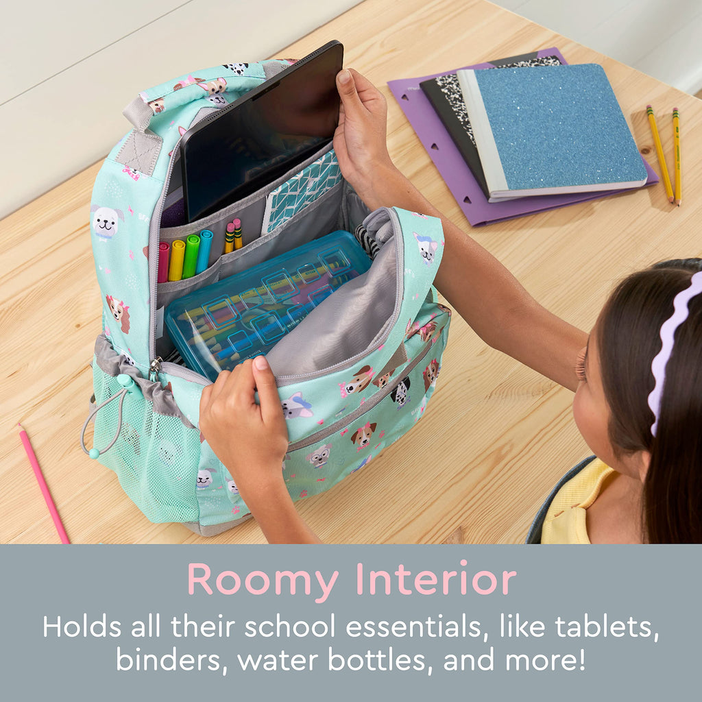 Bentgo Kids Backpack - Lightweight 14” Backpack in Fun Prints for School, Travel, & Daycare, Ideal for Ages 4+, Roomy Interior, Durable & Water-Resistant Fabric, & Loop for Lunch Bag (Trucks)