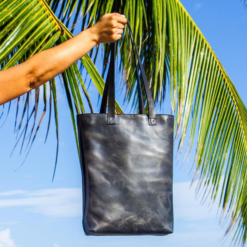 Handcrafted Leather Tote Bag with Laptop sleeve + 2 Pockets | Women's Leather Shoulder Bag