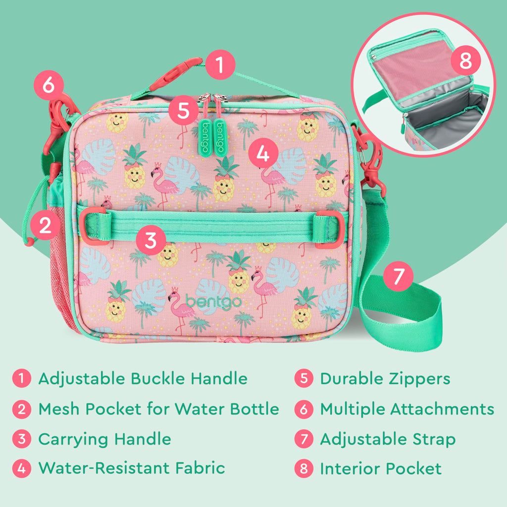 Bentgo Kids Lunch Bag - Durable, Double-Insulated Lunch Bag for Kids 3+; Holds Lunch Box, Water Bottle, & Snacks; Easy-Clean Water-Resistant Fabric & Multiple Zippered Pockets (Mermaid)