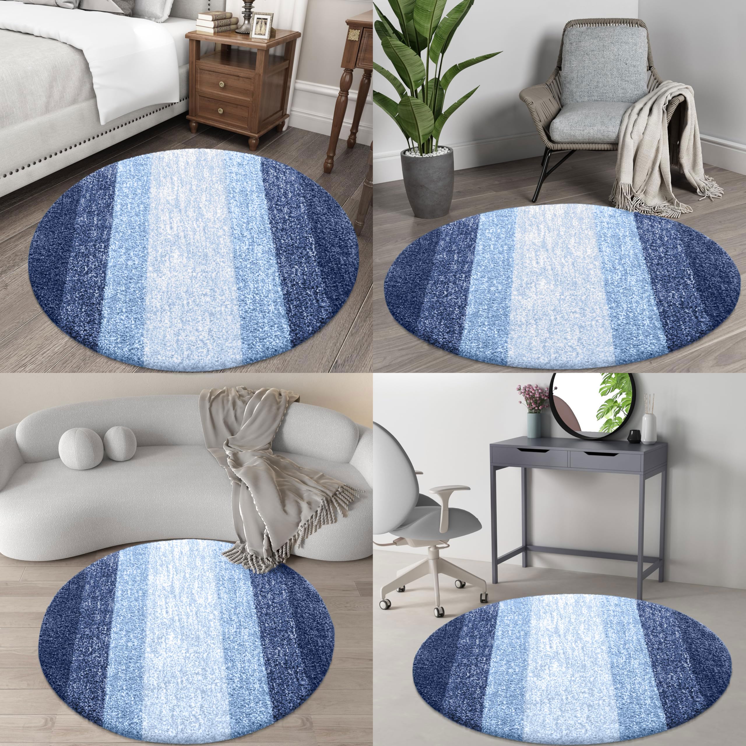 OLANLY 30-inch Round Bathroom Rugs, Extra Soft and Absorbent Microfiber Bath Rugs, Quick Dry Machine Washable Bath Mats for Bathroom Floor, Tub and Shower, Home Decor Accessories, Grey