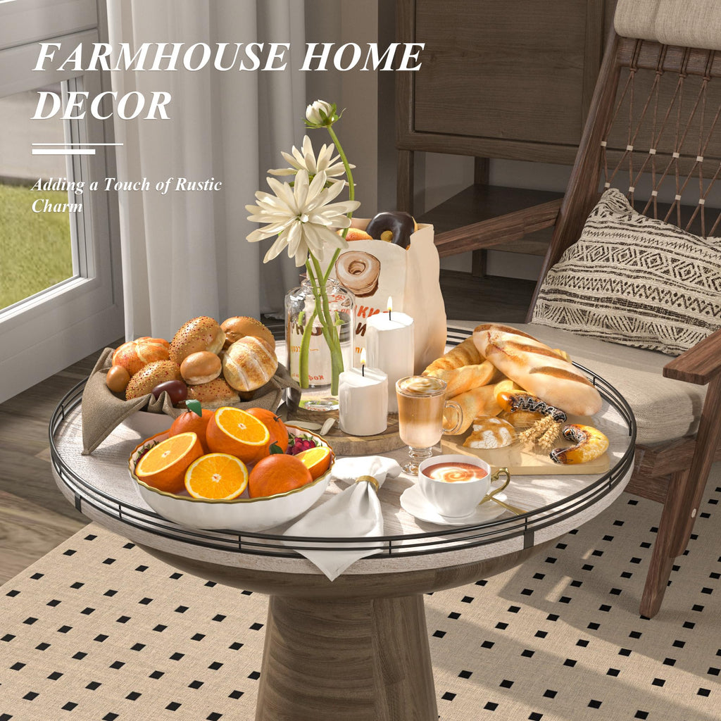Farmhouse Oak 9" Lazy Susan Turntable Organizer for Cabinet, Round Wooden Lazy Susan Organization and Storage for Dining Table, Pantry, Kitchen, Countertop, Cupboard,Home Decor, Walnut Wood