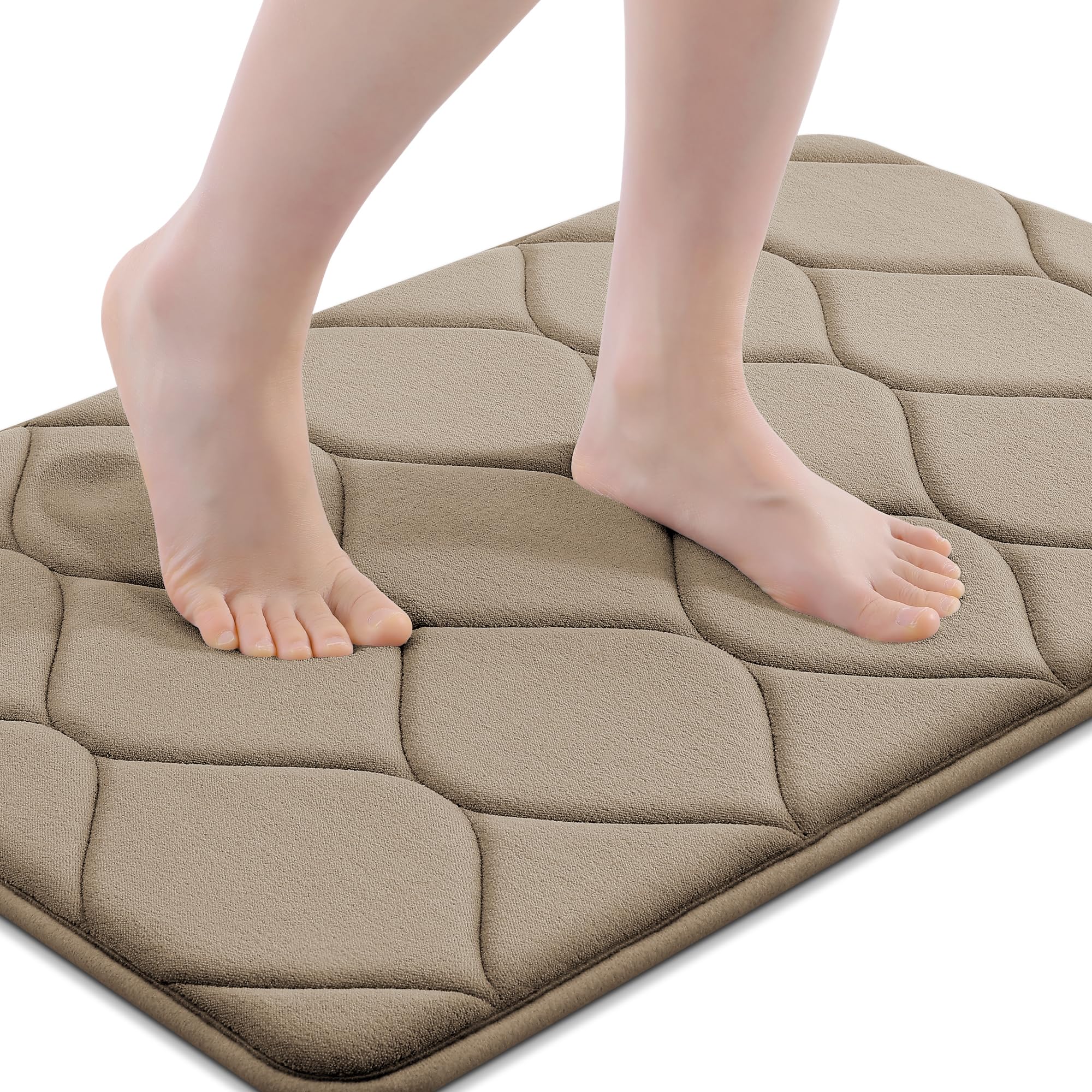 Smiry Memory Foam Bath Mat 30''x20'', Ultra Soft Non-Slip Bathroom Rug, Plush Water Absorbent Quick Dry and Machine Washable Floor Mat for Shower, Tub & Home Decor, Grey