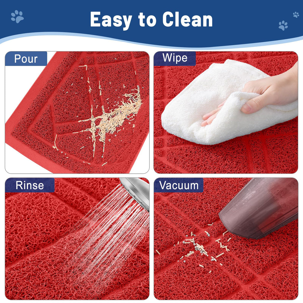 Smiry Cat Litter Box Mat 30x17, Non-Slip Water Resistant Litter Trapping Mat, Easy Clean Less Waste and Urine-Locking Cat Carpet for Indoor, Grey