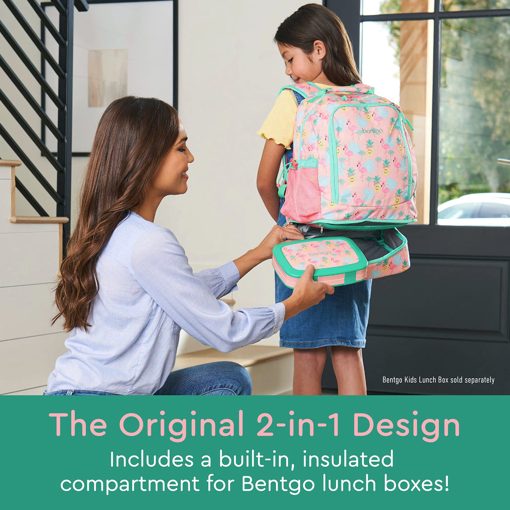Bentgo Kids 2-in-1 Backpack & Insulated Lunch Bag - Durable 16” Backpack & Lunch Container in Unique Prints for School & Travel - Water Resistant, Padded & Large Compartments (Dinosaur)