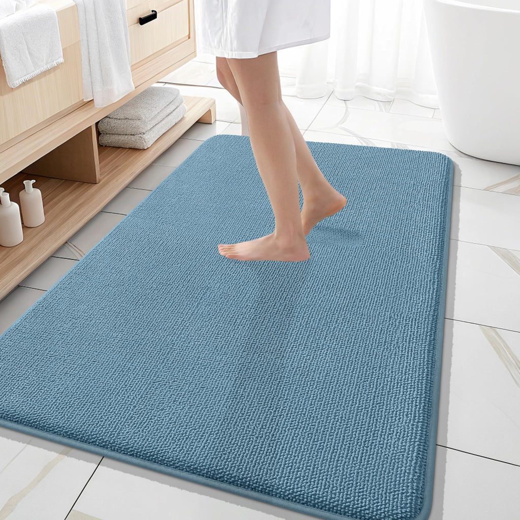 OLANLY Thick Memory Foam Bath Mat Rug 30x20, Extra Soft Absorbent Bathroom Rugs, Quick Dry Bath Mats, Non-Slip, Machine Washable Carpet for Bathroom, Tub and Shower, Home Decor Accessories, Grey