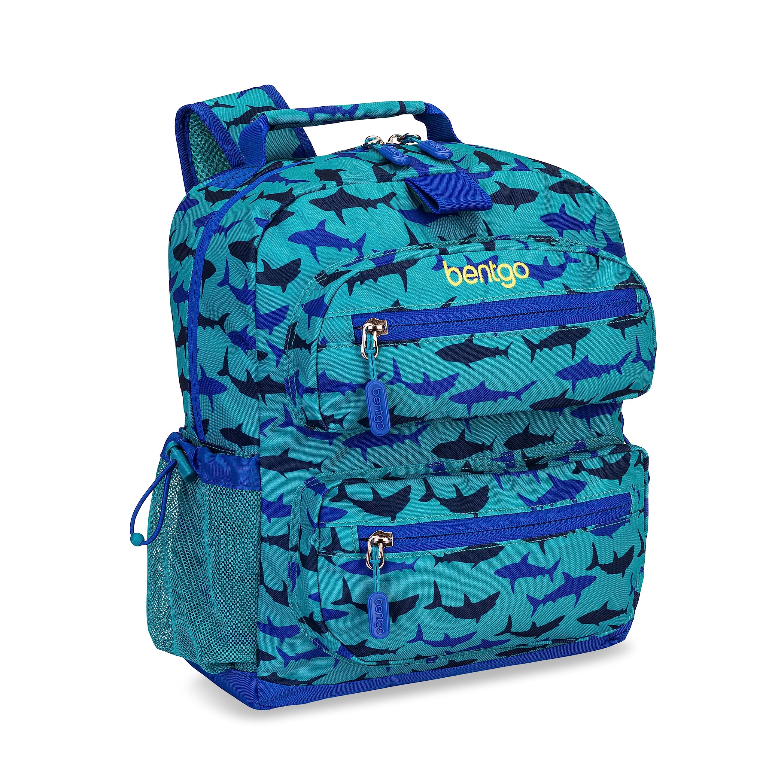Bentgo Kids Backpack - Lightweight 14” Backpack in Fun Prints for School, Travel, & Daycare, Ideal for Ages 4+, Roomy Interior, Durable & Water-Resistant Fabric, & Loop for Lunch Bag (Trucks)