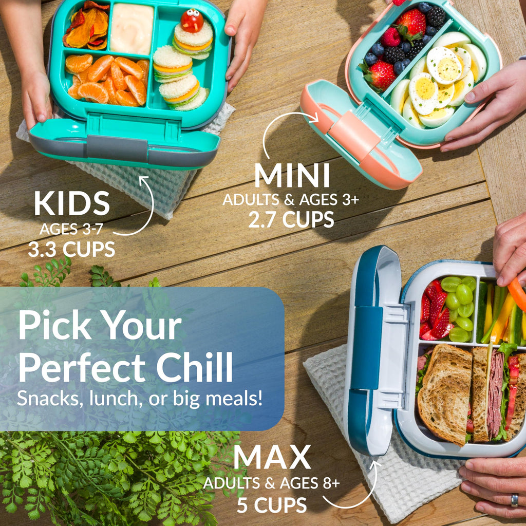 Bentgo Chill Mini Leak-Proof Lunch Box – Built-In Ice Pack Keeps Food Cold, 2.7-Cup Capacity for Snacks or a Sandwich, 3 or 4 Compartments, PFAS & BPA-Free, Ideal for Adults & Kids 3+ (Lilac Mist)
