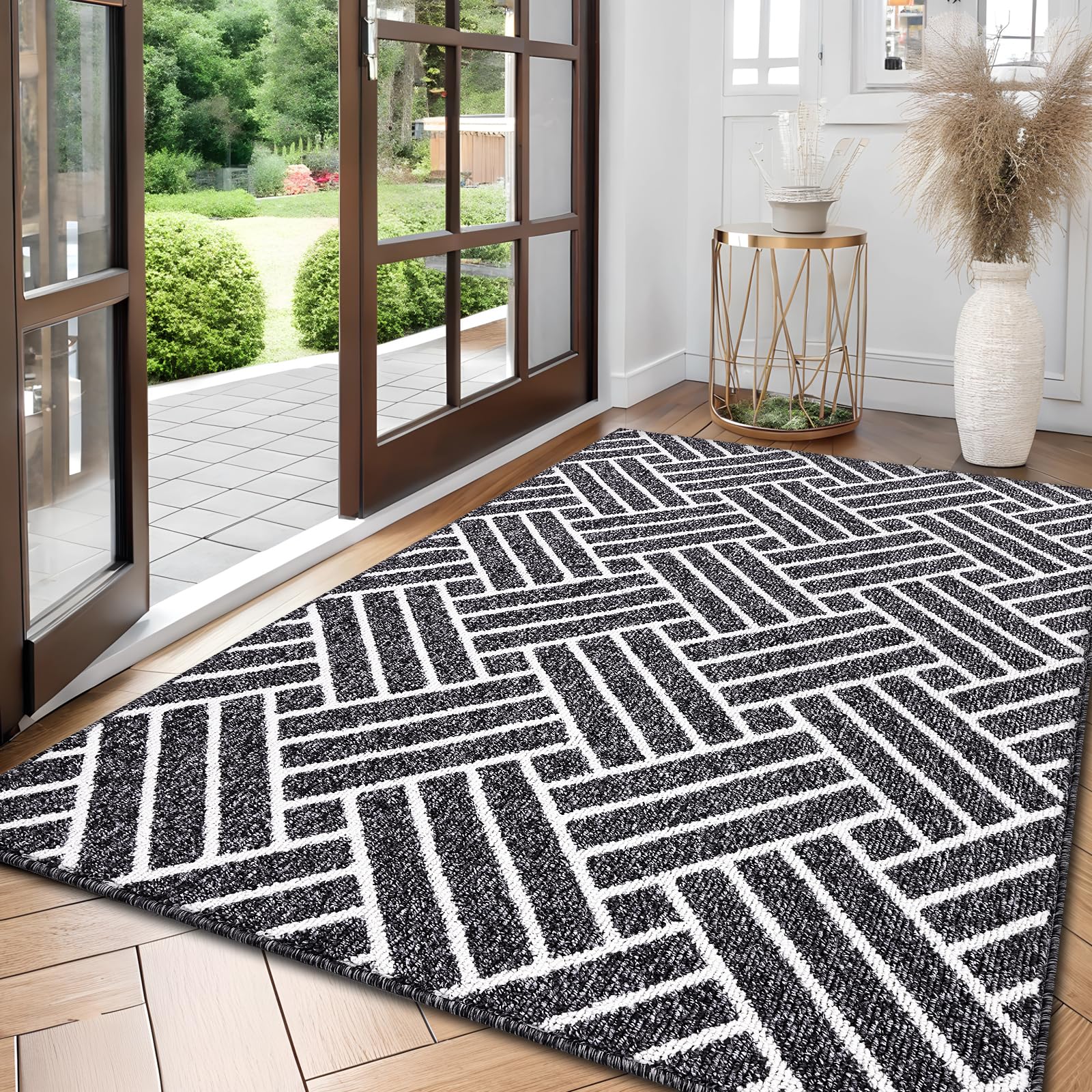 OLANLY Indoor Door Mat, 32x20 Inch, Dirt Resistant and Absorbent, Non-Slip Rubber Backing Floor Mats, Easy Clean Low-Profile Doormat for Entryway, Front Door, and Inside Entrance, Grey