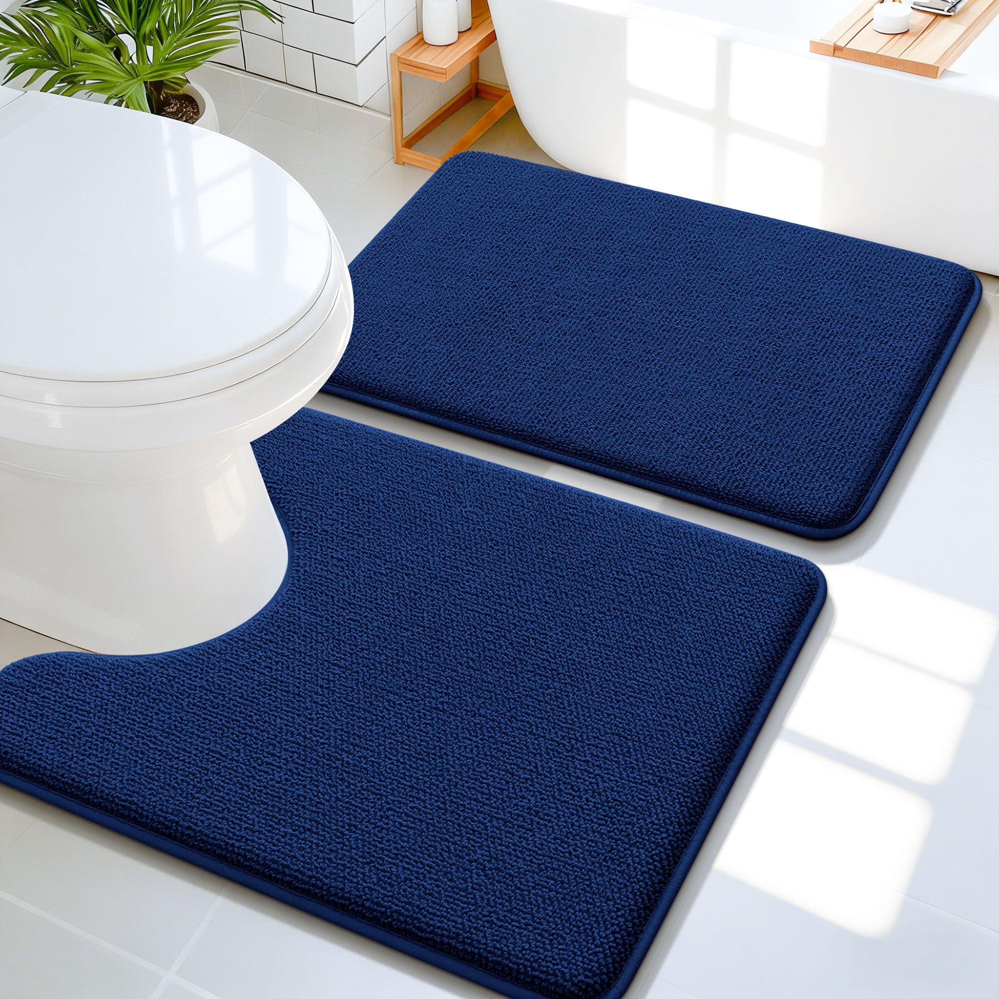 OLANLY Bathroom Rugs Sets 2 Piece, Soft Absorbent Memory Foam Bath Rug Set, Non-Slip, Quick Dry, Machine Washable Bath Mats for Bathroom, Home Decor Accessories (30"x20"+24"x16", Grey)