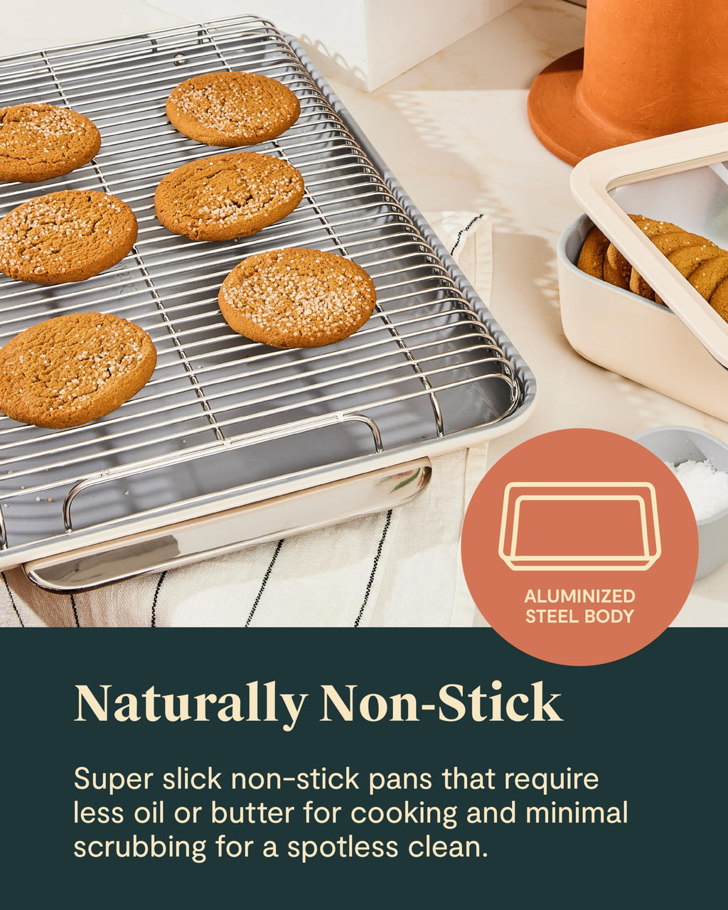 Caraway Stainless Steel Cooling Rack - 18" x 13" - For Cooling Baked Goods, Icing, & More - Designed to Fit Into Our Large Baking Sheet