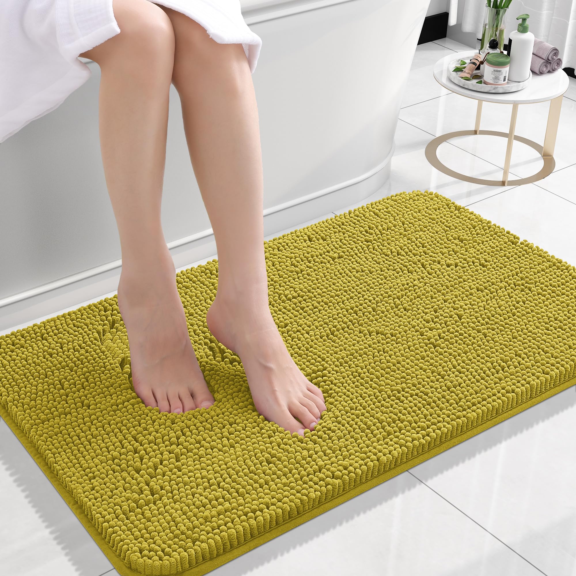 OLANLY Bathroom Rugs 30x20, Extra Soft Absorbent Chenille Bath Rugs, Rubber Backing Quick Dry, Machine Washable Bath Mats for Bathroom Floor, Tub and Shower, Home Decor Accessories, Grey