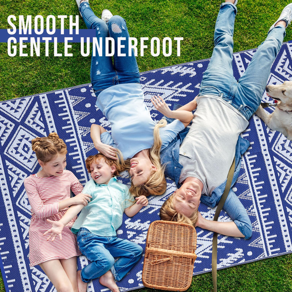 OLANLY Outdoor Rug Waterproof 5x8 ft, Reversible Outdoor Plastic Straw Rug, Boho Patio Rug, Indoor Outdoor Carpet, RV Mat Outside for Patio, Camp, Picnic, Balcony, Deck, Backyard, Black & White