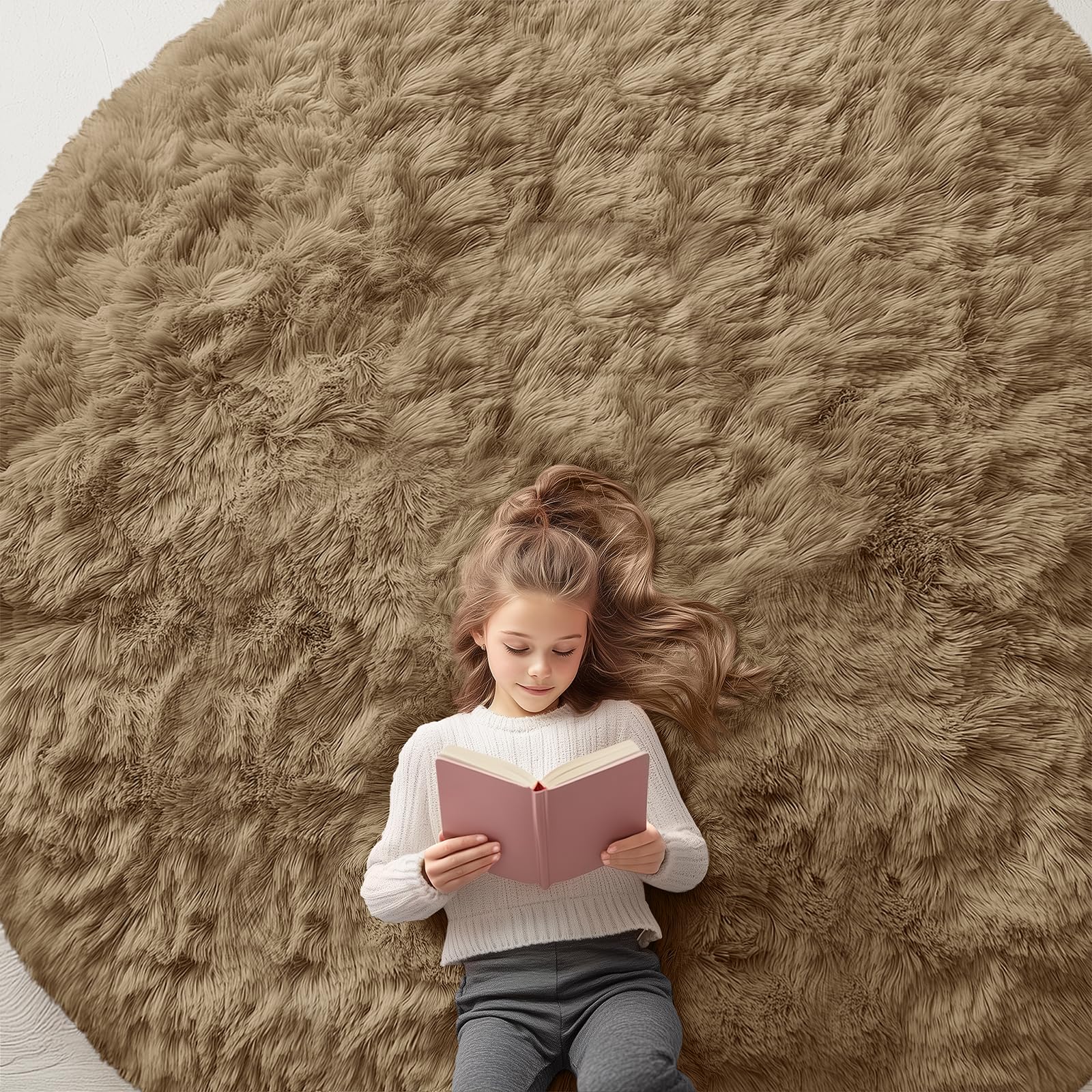 OLANLY Area Rugs for Living Room Bedroom, Machine Washable 4x5.9 ft Soft Fluffy Shaggy Bedside Rug, Indoor Floor Carpet for Kids Girls and Boys, Dorms, Nursery Rooms, Home Decor Aesthetic, Grey