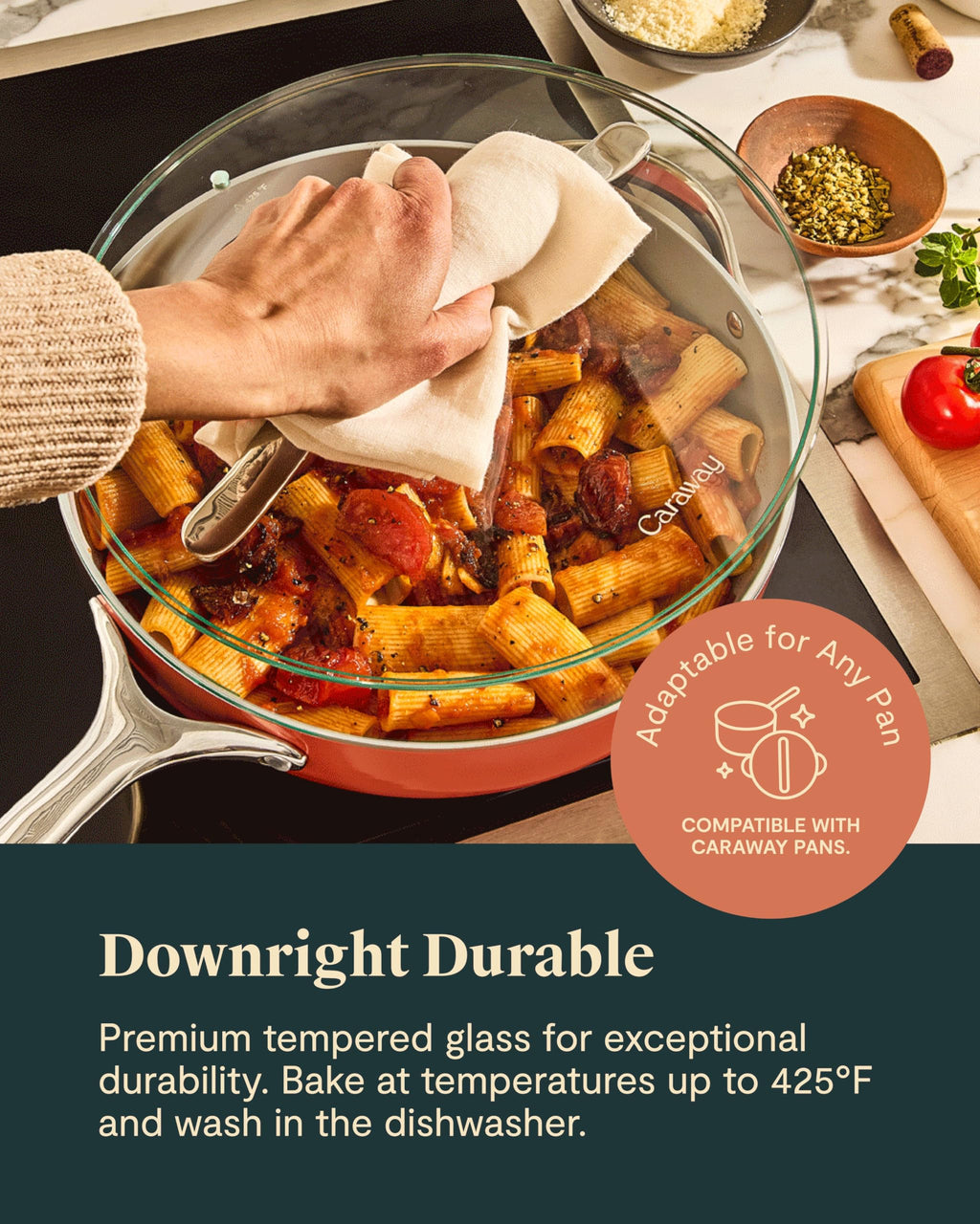 Caraway 10.5" Glass Lid for Pots and Pans - Made With Tempered Glass - Sized to Fit Caraway Ceramic-Coated & Stainless Steel Cookware