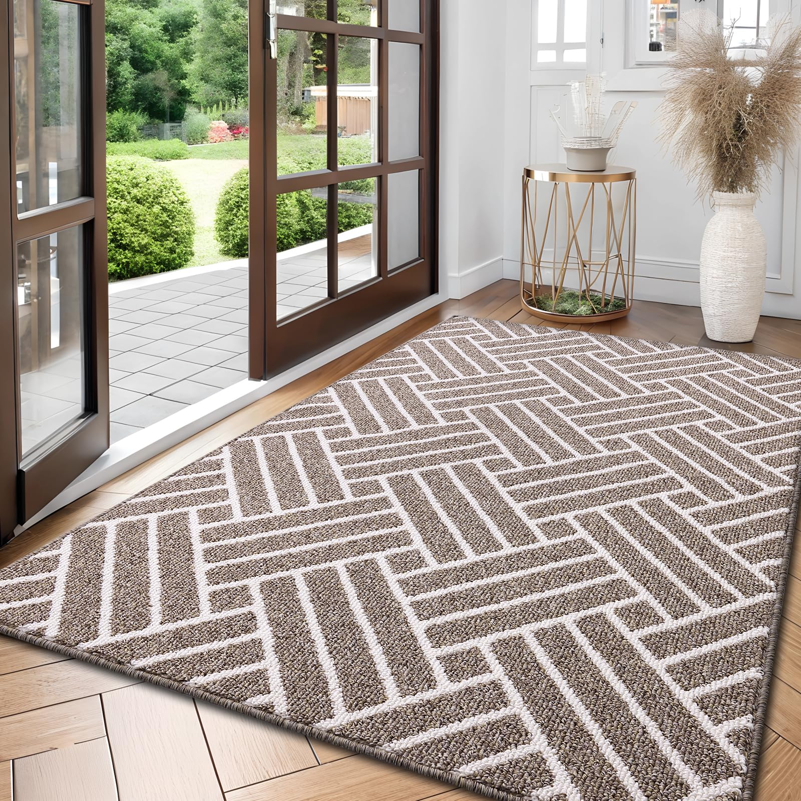 OLANLY Indoor Door Mat, 32x20 Inch, Dirt Resistant and Absorbent, Non-Slip Rubber Backing Floor Mats, Easy Clean Low-Profile Doormat for Entryway, Front Door, and Inside Entrance, Grey