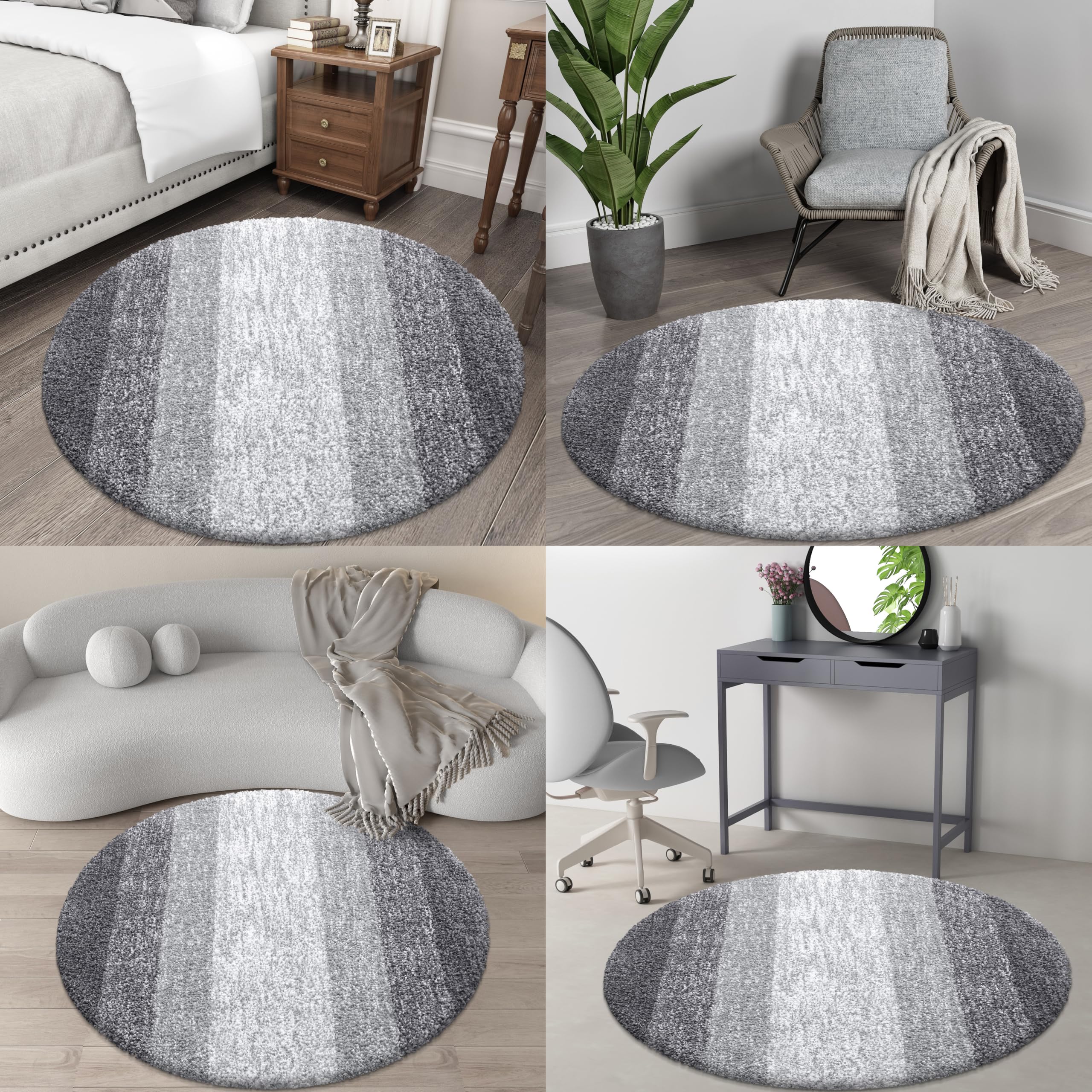 OLANLY 30-inch Round Bathroom Rugs, Extra Soft and Absorbent Microfiber Bath Rugs, Quick Dry Machine Washable Bath Mats for Bathroom Floor, Tub and Shower, Home Decor Accessories, Grey