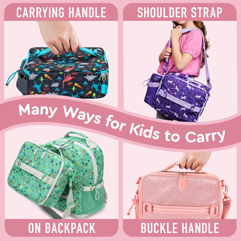 Bentgo Kids Lunch Bag - Durable, Double-Insulated Lunch Bag for Kids 3+; Holds Lunch Box, Water Bottle, & Snacks; Easy-Clean Water-Resistant Fabric & Multiple Zippered Pockets (Mermaid)