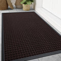 Smiry Front Door Mat Outside Entrance, Heavy Duty Natural Rubber Doormat, Non Slip, Trap Dirt and Moisture, Easy Clean, Low Profile Welcome Floor Mats for Indoor Outdoor Entry, 29.5x17 Inch, Black