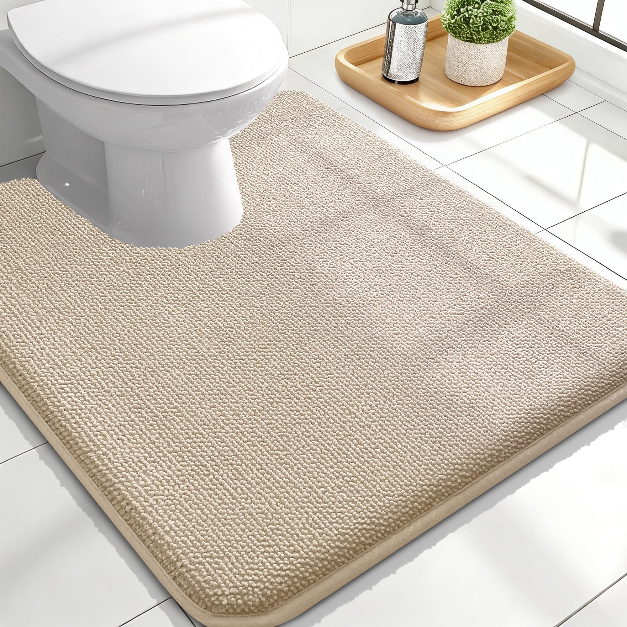 OLANLY Thick Memory Foam Bath Mat Rug 30x20, Extra Soft Absorbent Bathroom Rugs, Quick Dry Bath Mats, Non-Slip, Machine Washable Carpet for Bathroom, Tub and Shower, Home Decor Accessories, Grey