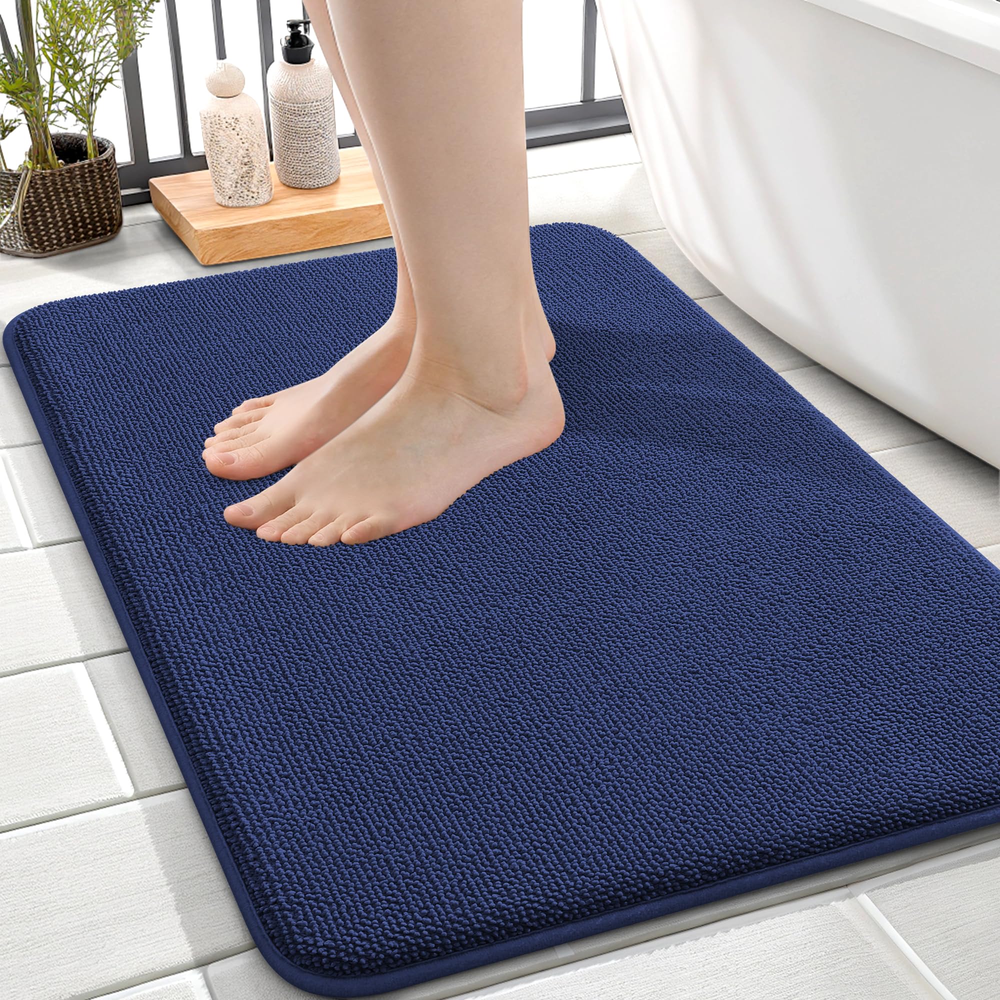 OLANLY Thick Memory Foam Bath Mat Rug 30x20, Extra Soft Absorbent Bathroom Rugs, Quick Dry Bath Mats, Non-Slip, Machine Washable Carpet for Bathroom, Tub and Shower, Home Decor Accessories, Grey