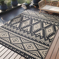 OLANLY Outdoor Rug Waterproof 5x8 ft, Reversible Outdoor Plastic Straw Rug, Boho Patio Rug, Indoor Outdoor Carpet, RV Mat Outside for Patio, Camp, Picnic, Balcony, Deck, Backyard, Black & White
