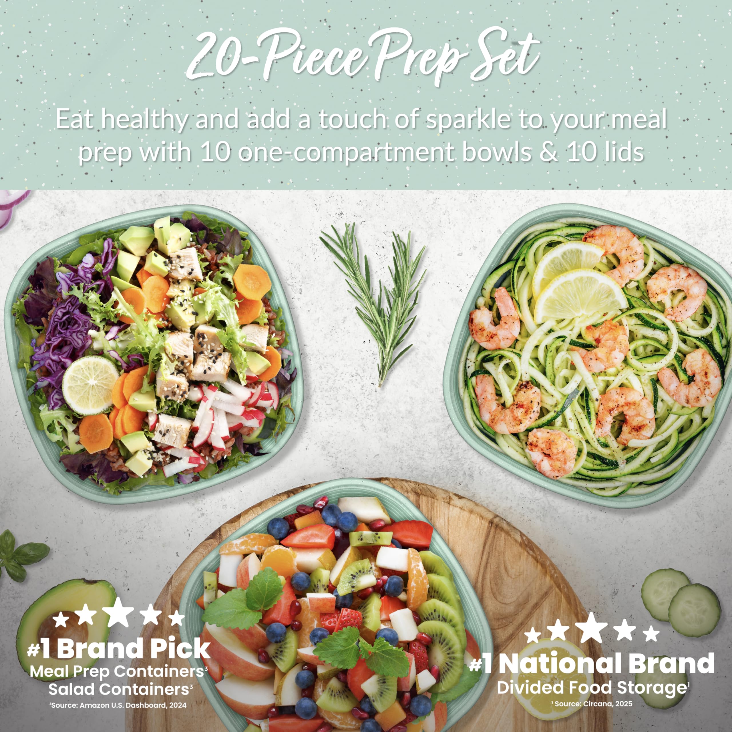 Bentgo Prep - 1-Compartment Bowls with Custom Fit Lids - Reusable, Microwaveable, Durable, PFAS & BPA-Free, Freezer and Dishwasher Safe Meal Prep Food Storage - 10 Bowls & 10 Lids (Graphite)