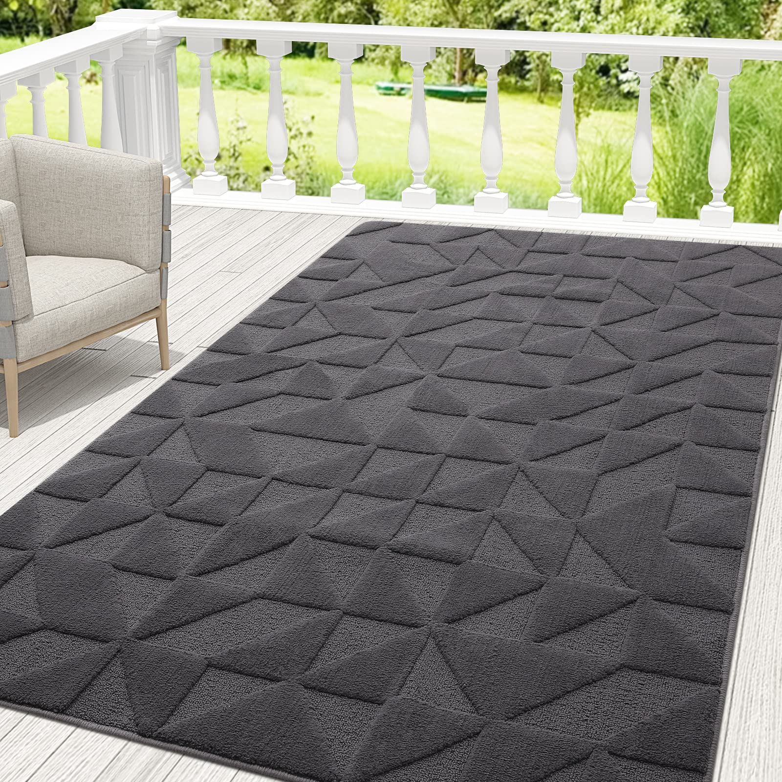 OLANLY Door Mats Indoor, Non-Slip, Absorbent, Dirt Resist, Entrance Washable Mat, Low-Profile Inside Entry Doormat for Entryway (32x20 inches, Grey)