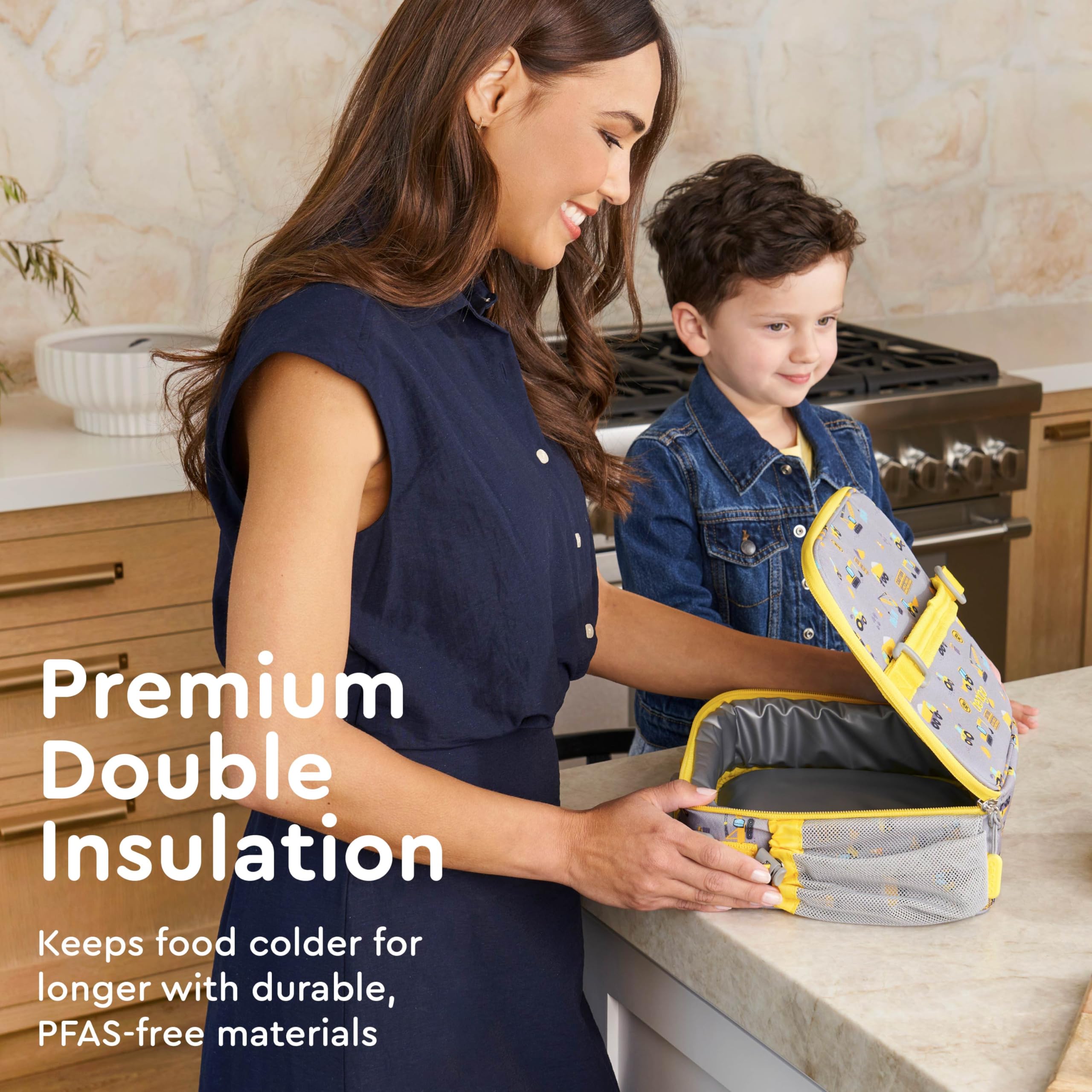 Bentgo Kids Lunch Bag - Durable, Double-Insulated Lunch Bag for Kids 3+; Holds Lunch Box, Water Bottle, & Snacks; Easy-Clean Water-Resistant Fabric & Multiple Zippered Pockets (Mermaid)