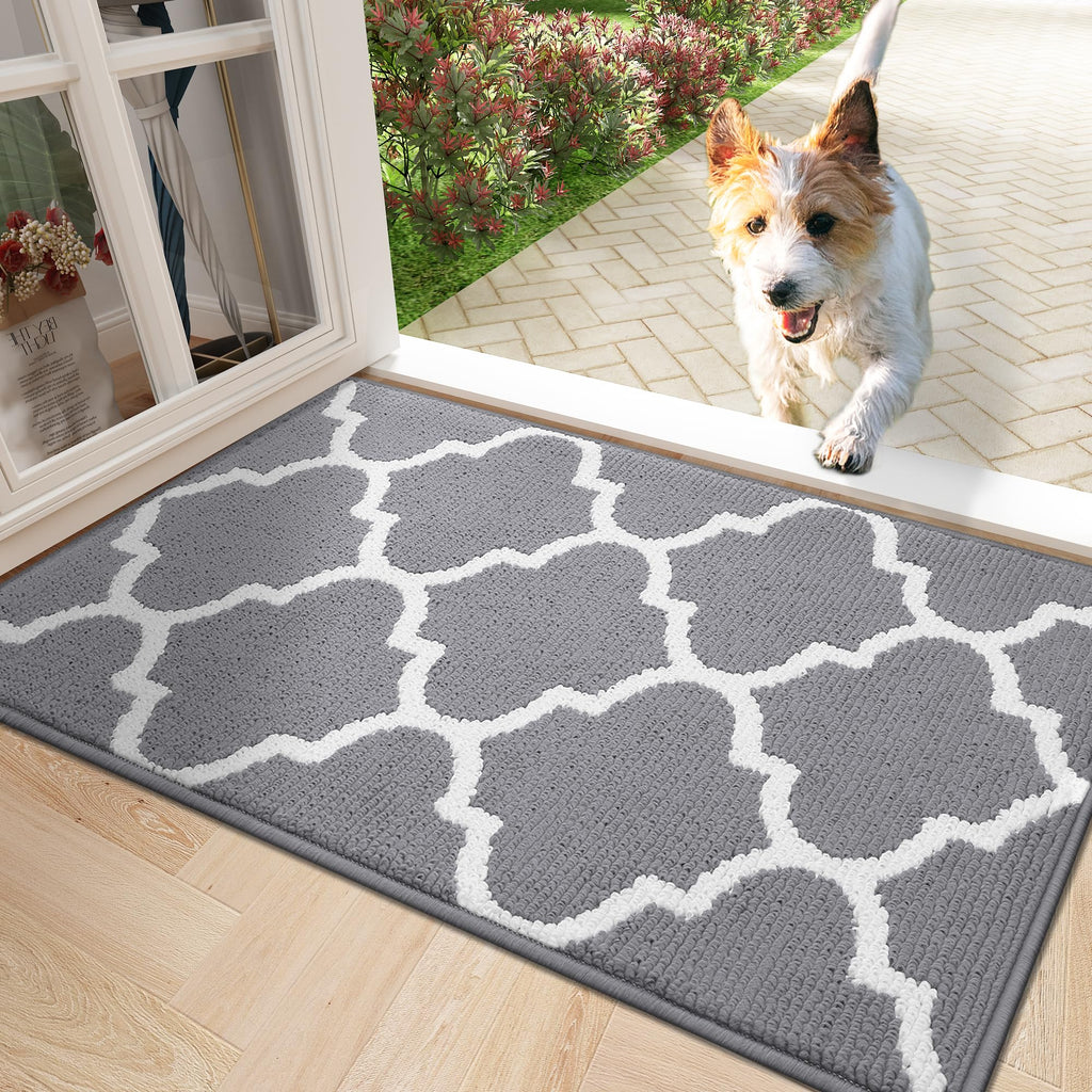 OLANLY Indoor Door Mat, 32x20, Non-Slip Absorbent Resist Dirt Entrance Mat, Washable Low-Profile Inside Floor Doormats for Entryway, Grey